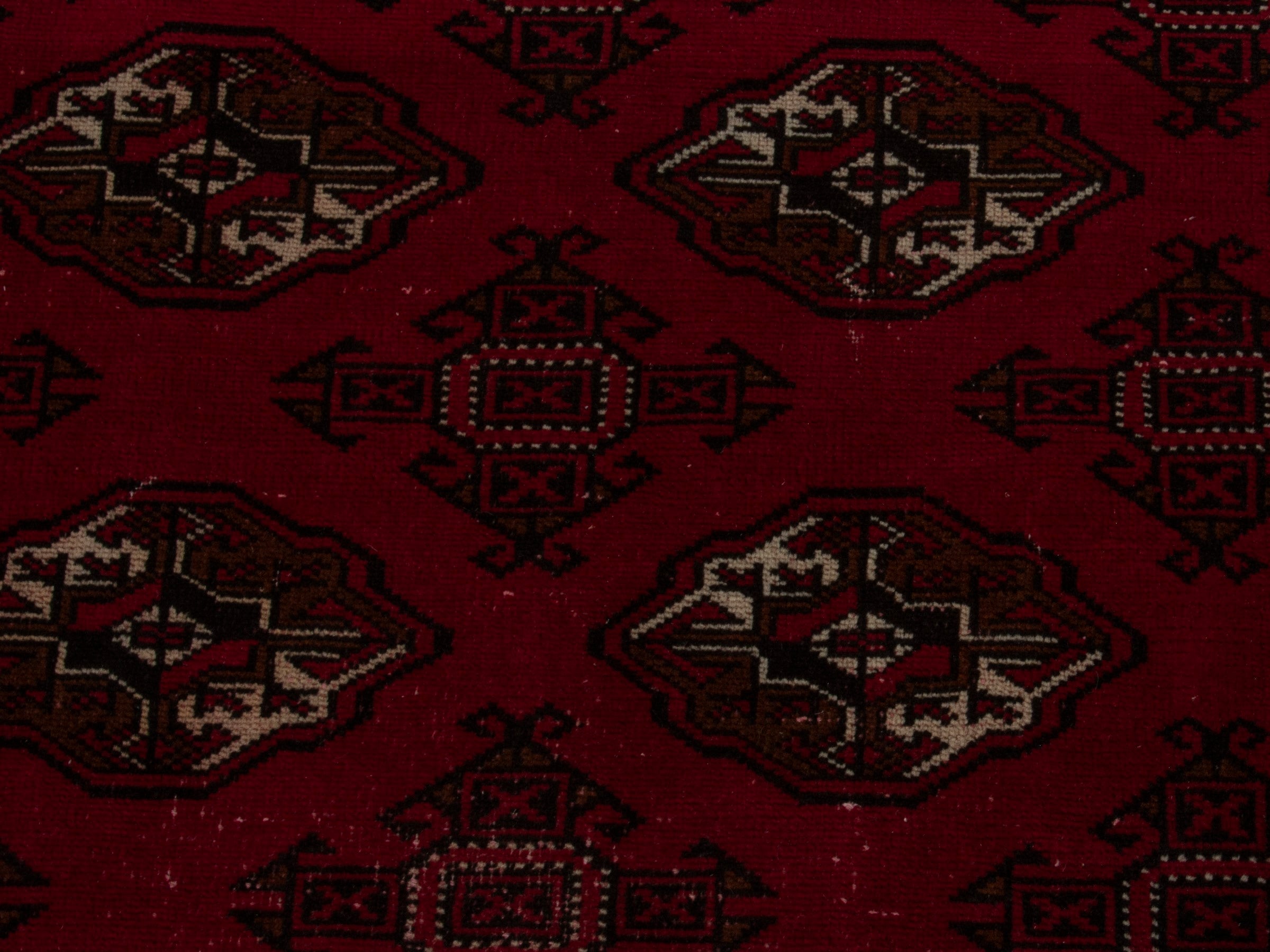 Persian Torkaman accent rug in burgundy and deep red, view 12 of 18