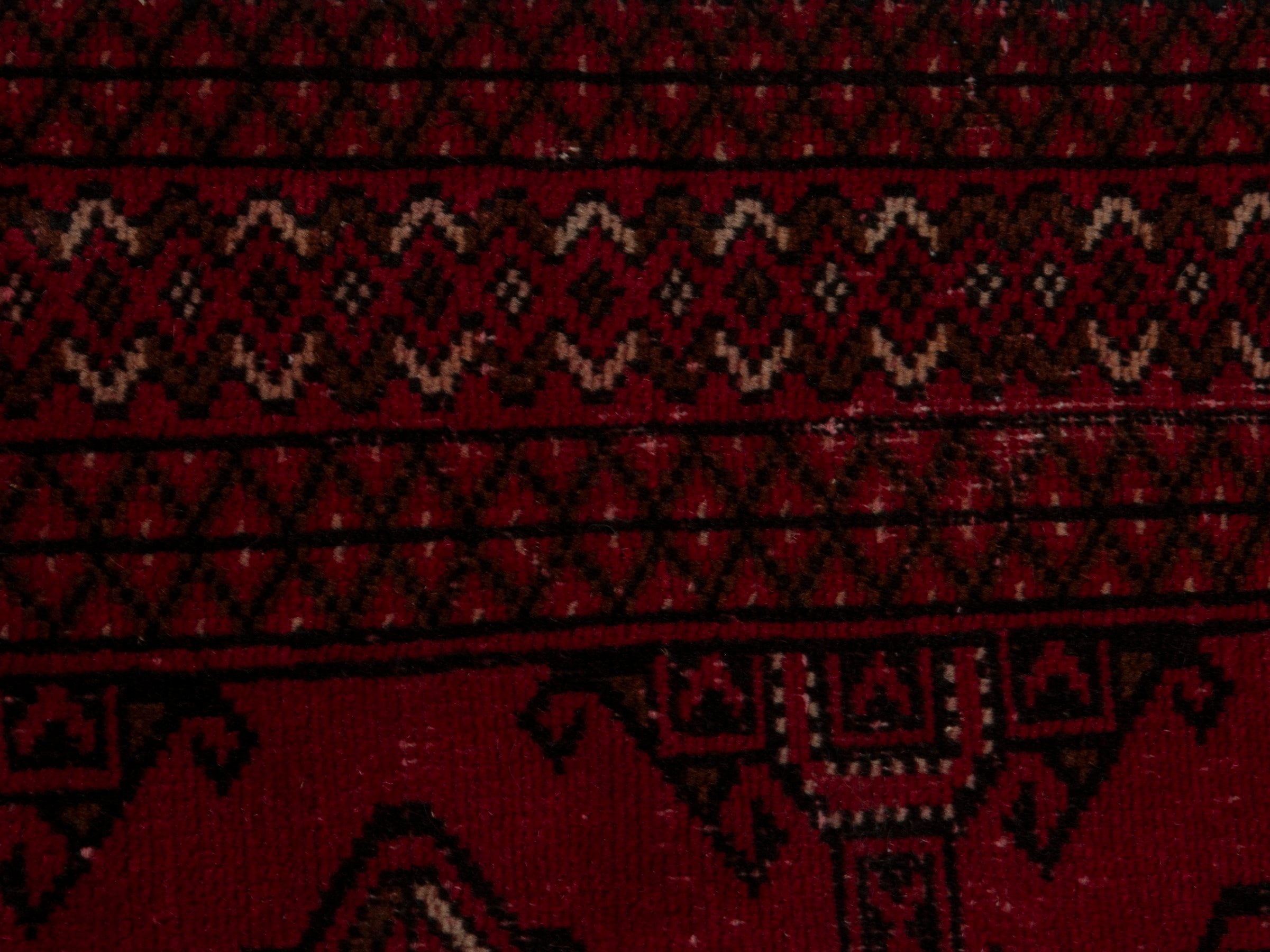 Persian Torkaman accent rug in burgundy and deep red, view 13 of 18