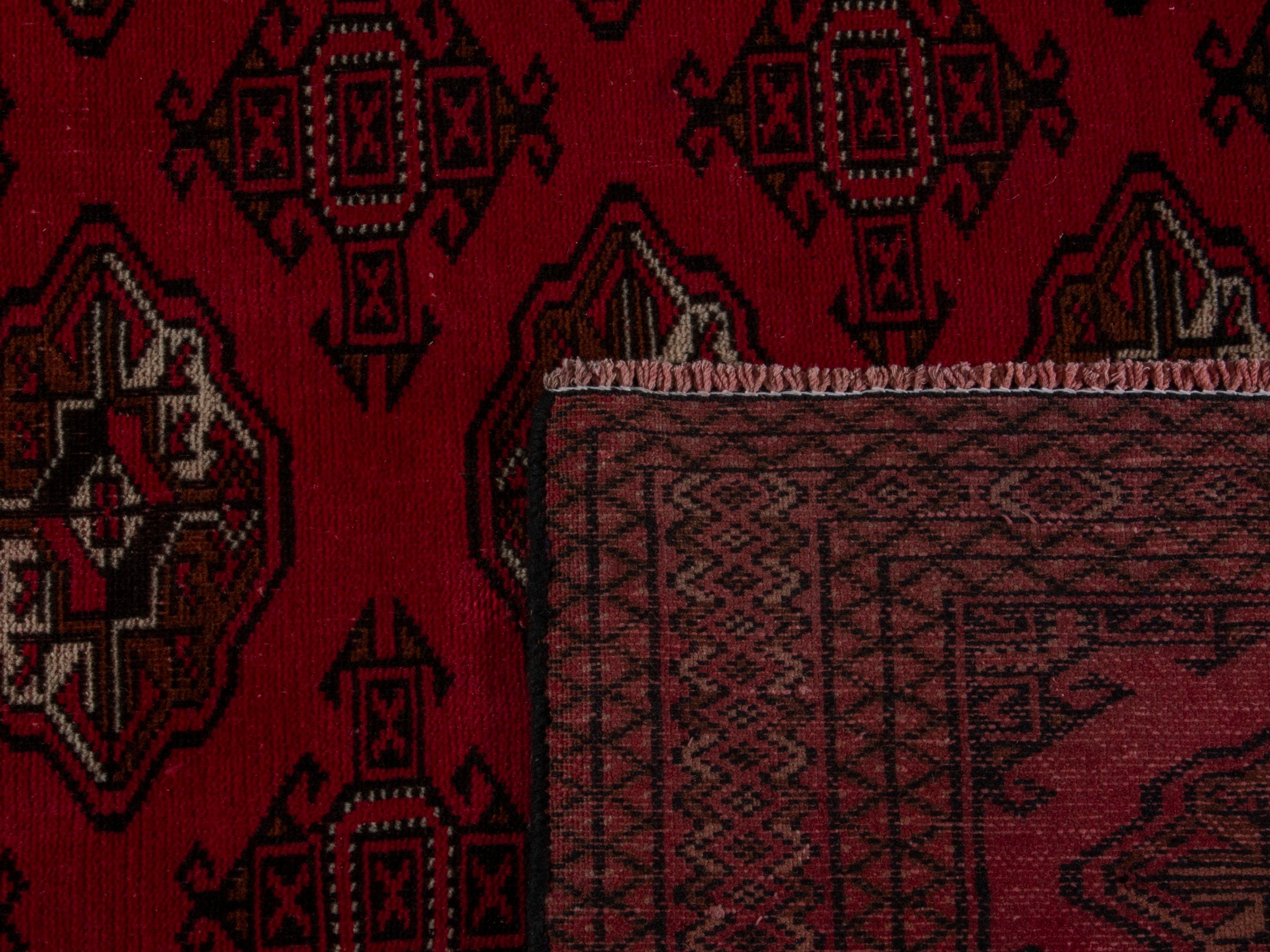 Persian Torkaman accent rug in burgundy and deep red, view 18 of 18
