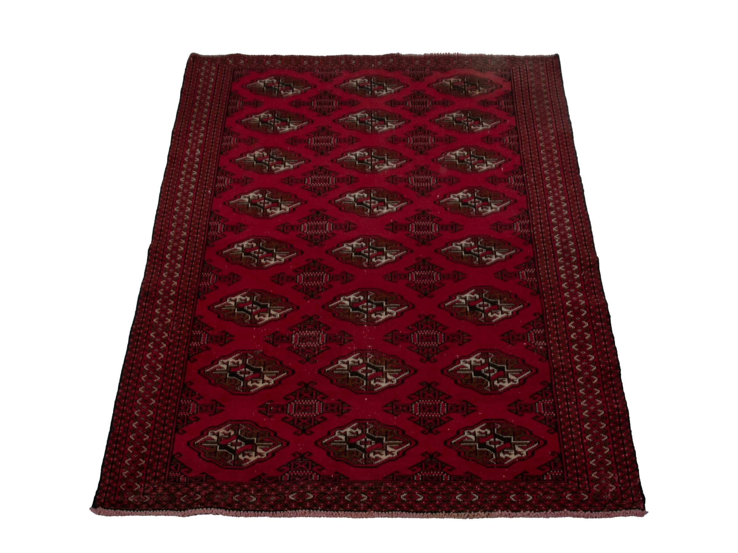 Persian Torkaman accent rug in burgundy and deep red, view 2 of 18
