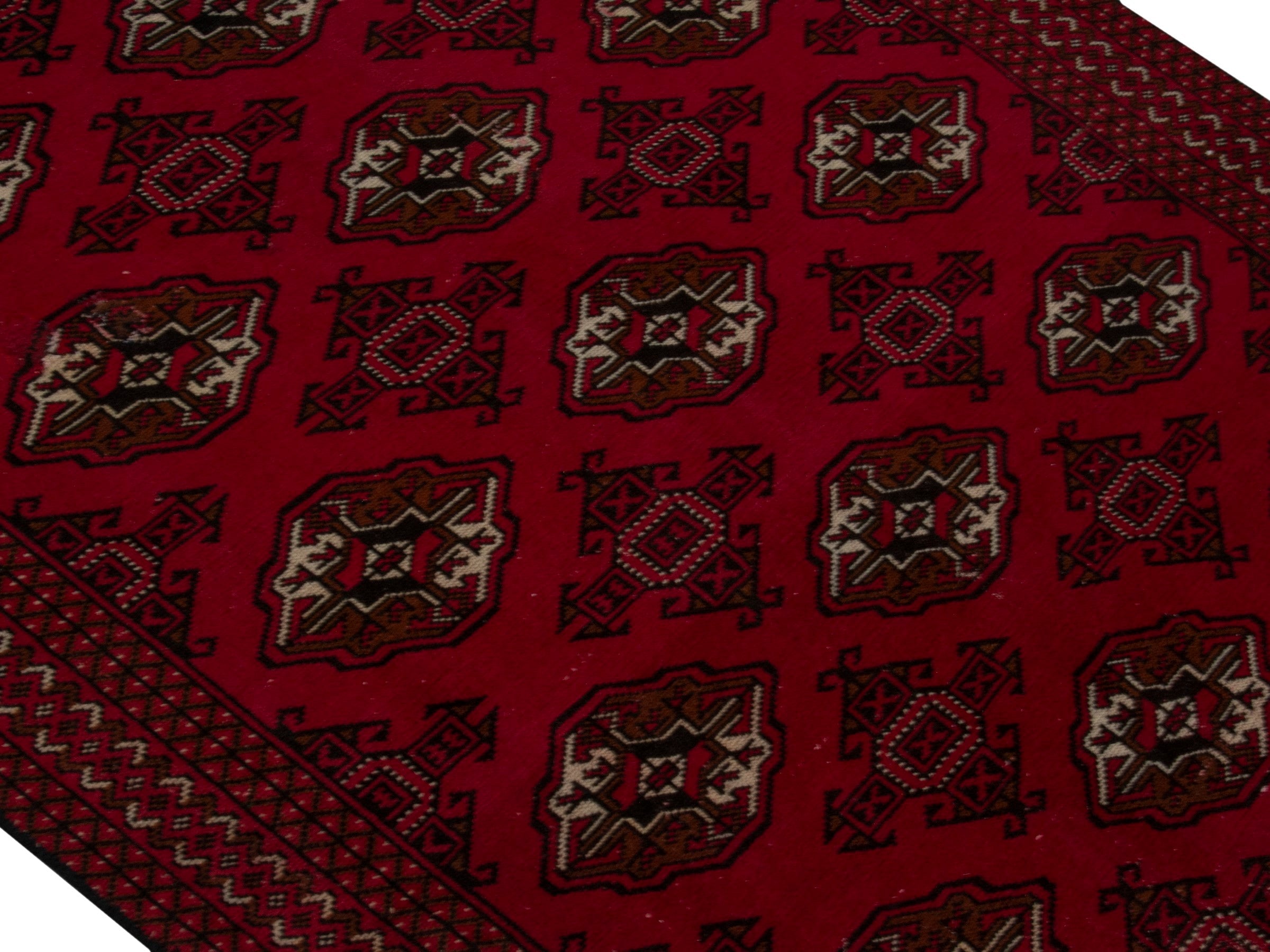 Persian Torkaman accent rug in burgundy and deep red, view 3 of 18