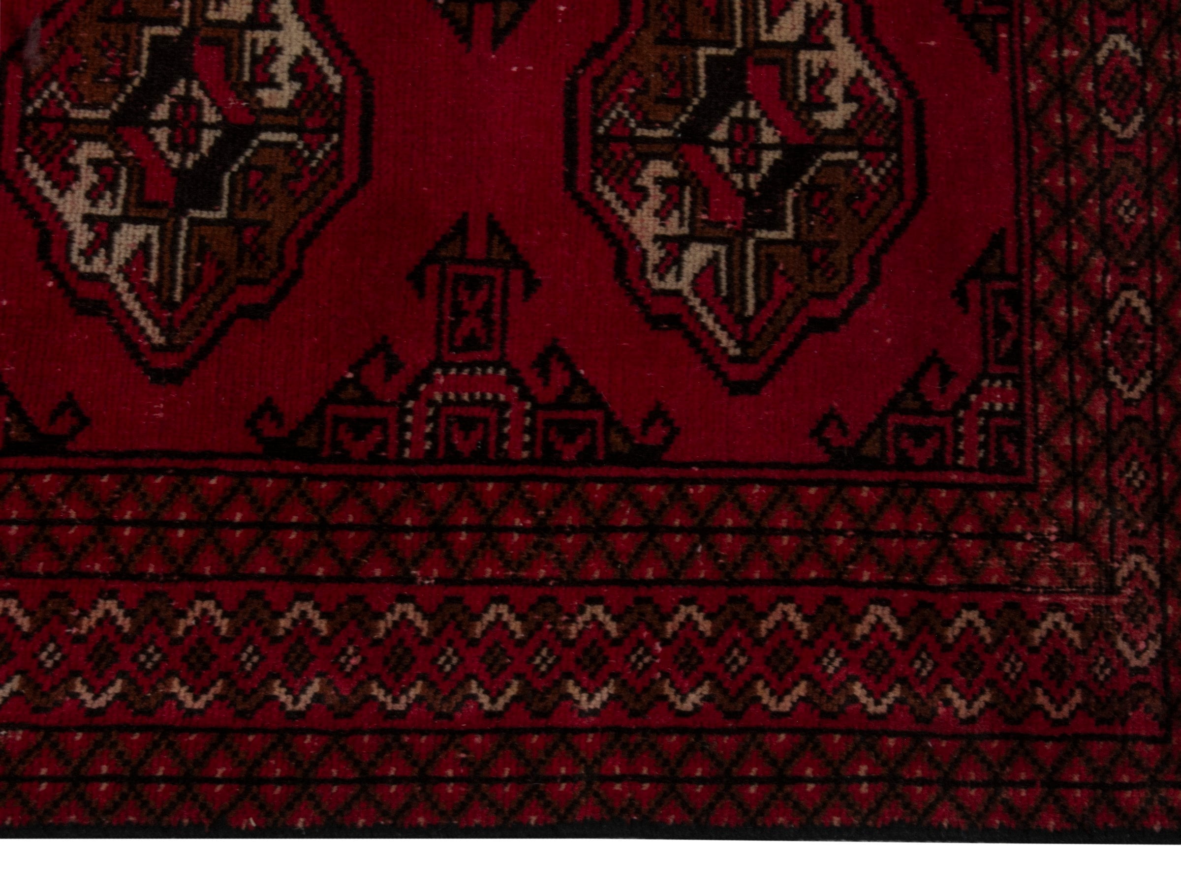 Persian Torkaman accent rug in burgundy and deep red, view 4 of 18