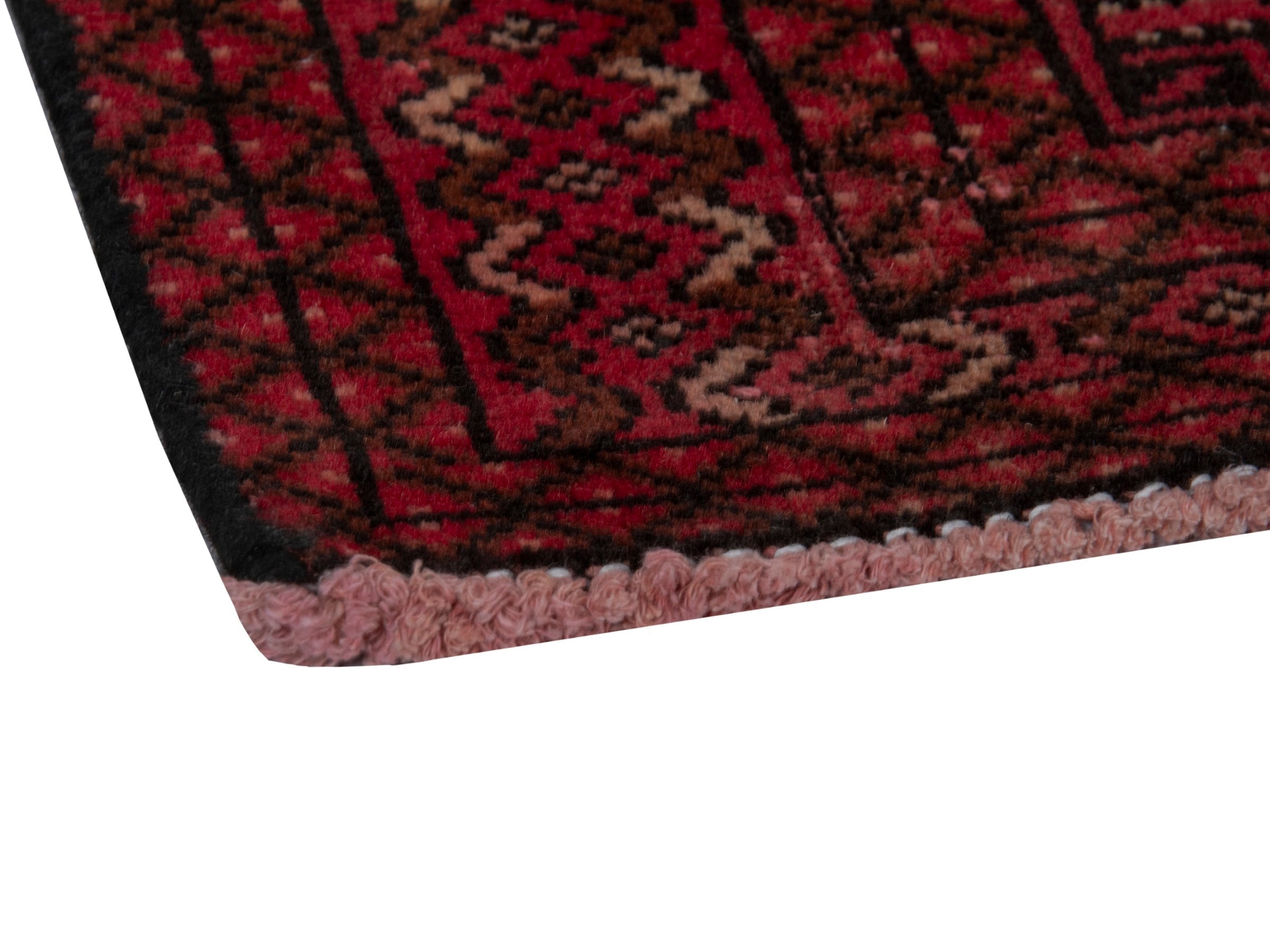 Persian Torkaman accent rug in burgundy and deep red, view 5 of 18