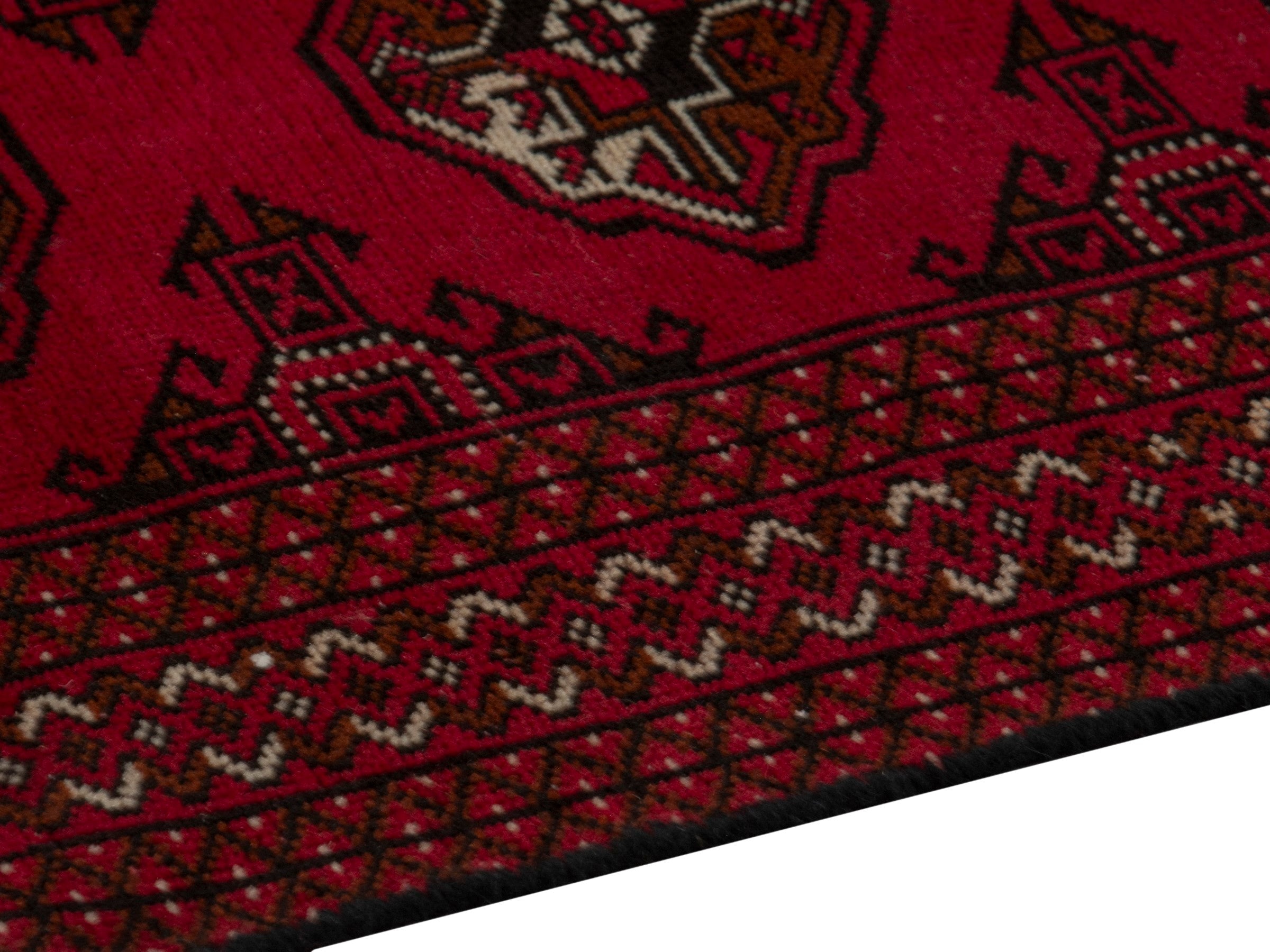 Persian Torkaman accent rug in burgundy and deep red, view 7 of 18