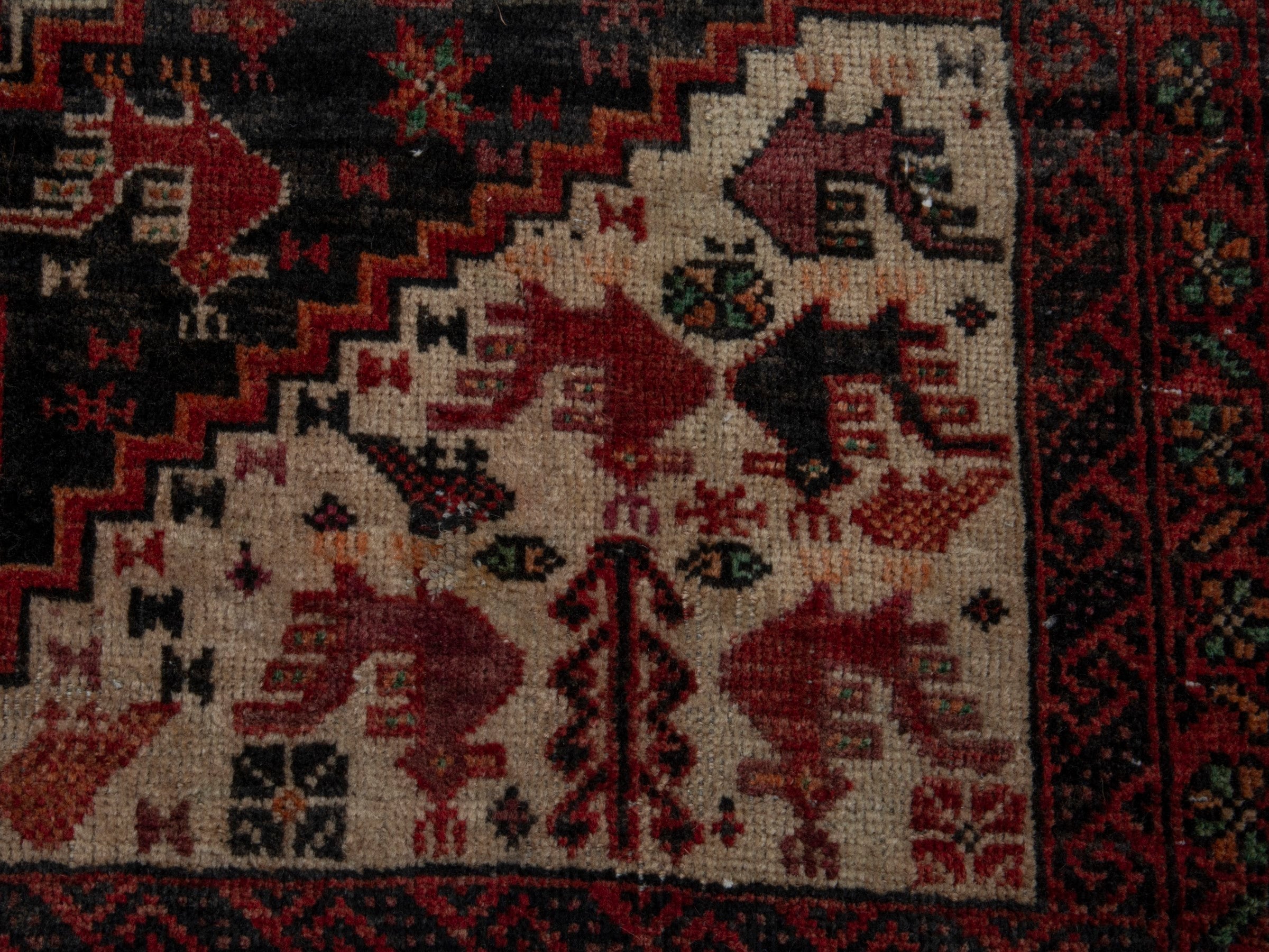 Persian Baluch accent rug in dark blue and burgundy, view 10 of 16