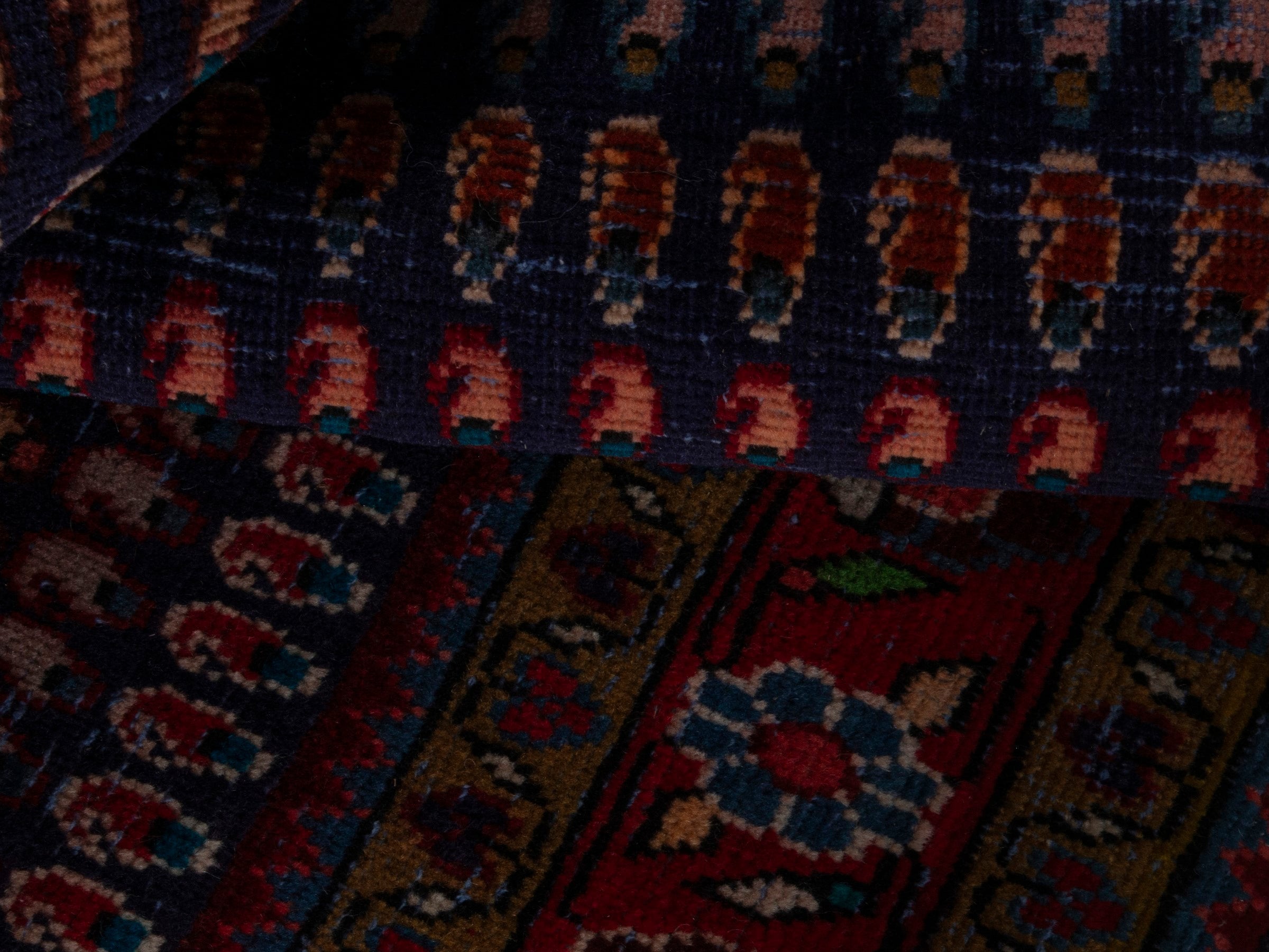 Persian Vist accent rug in navy and burgundy, view 13 of 16