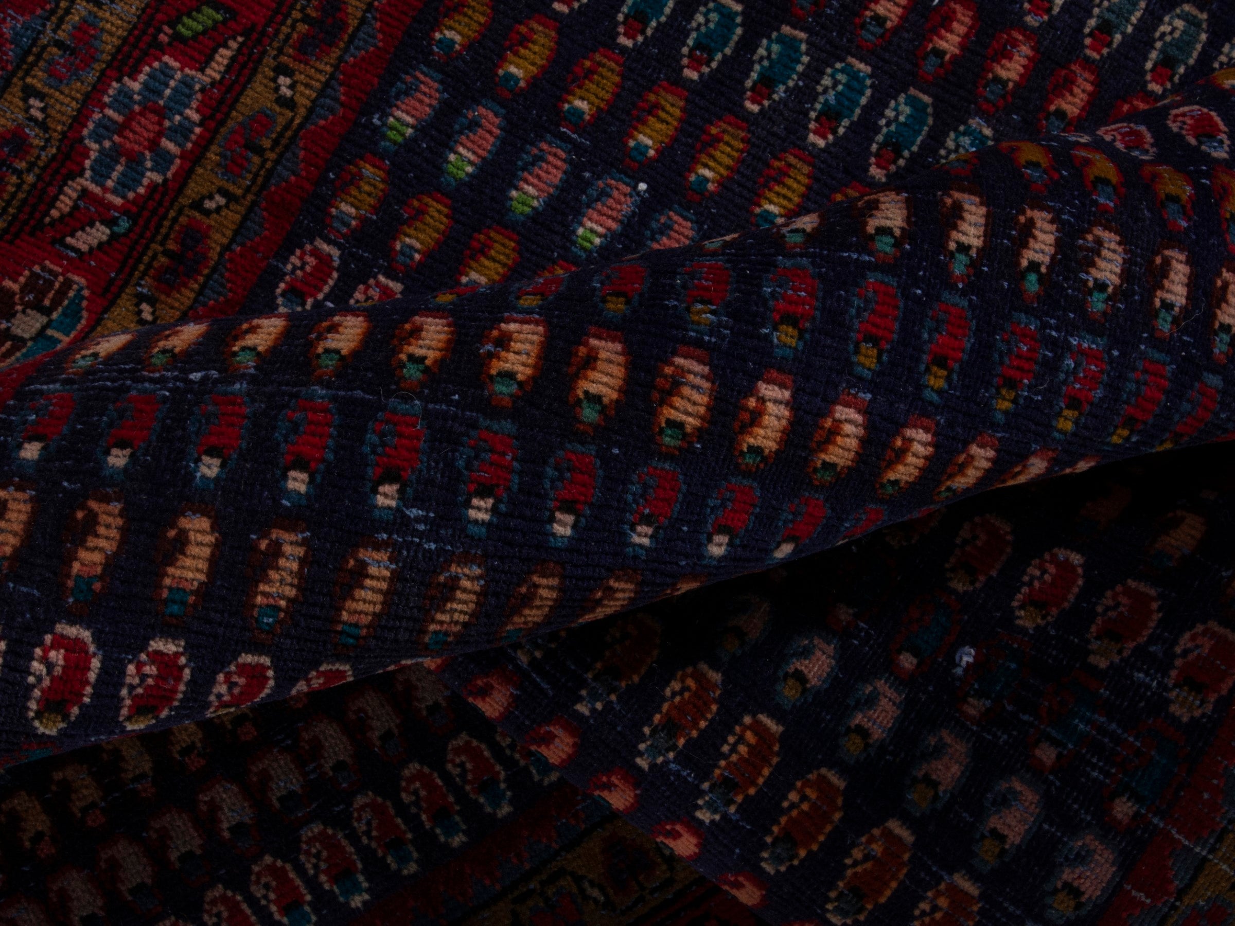 Persian Vist accent rug in navy and burgundy, view 14 of 16