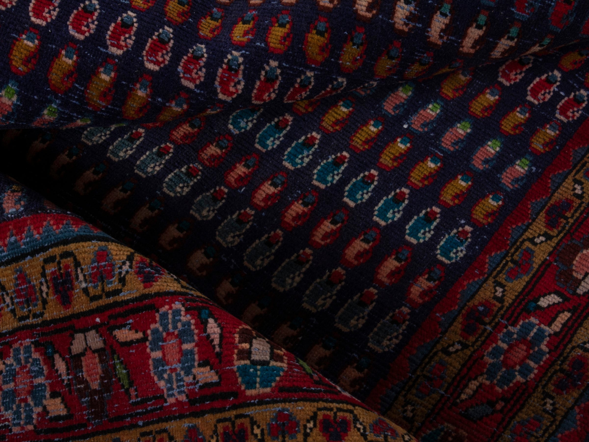Persian Vist accent rug in navy and burgundy, view 15 of 16