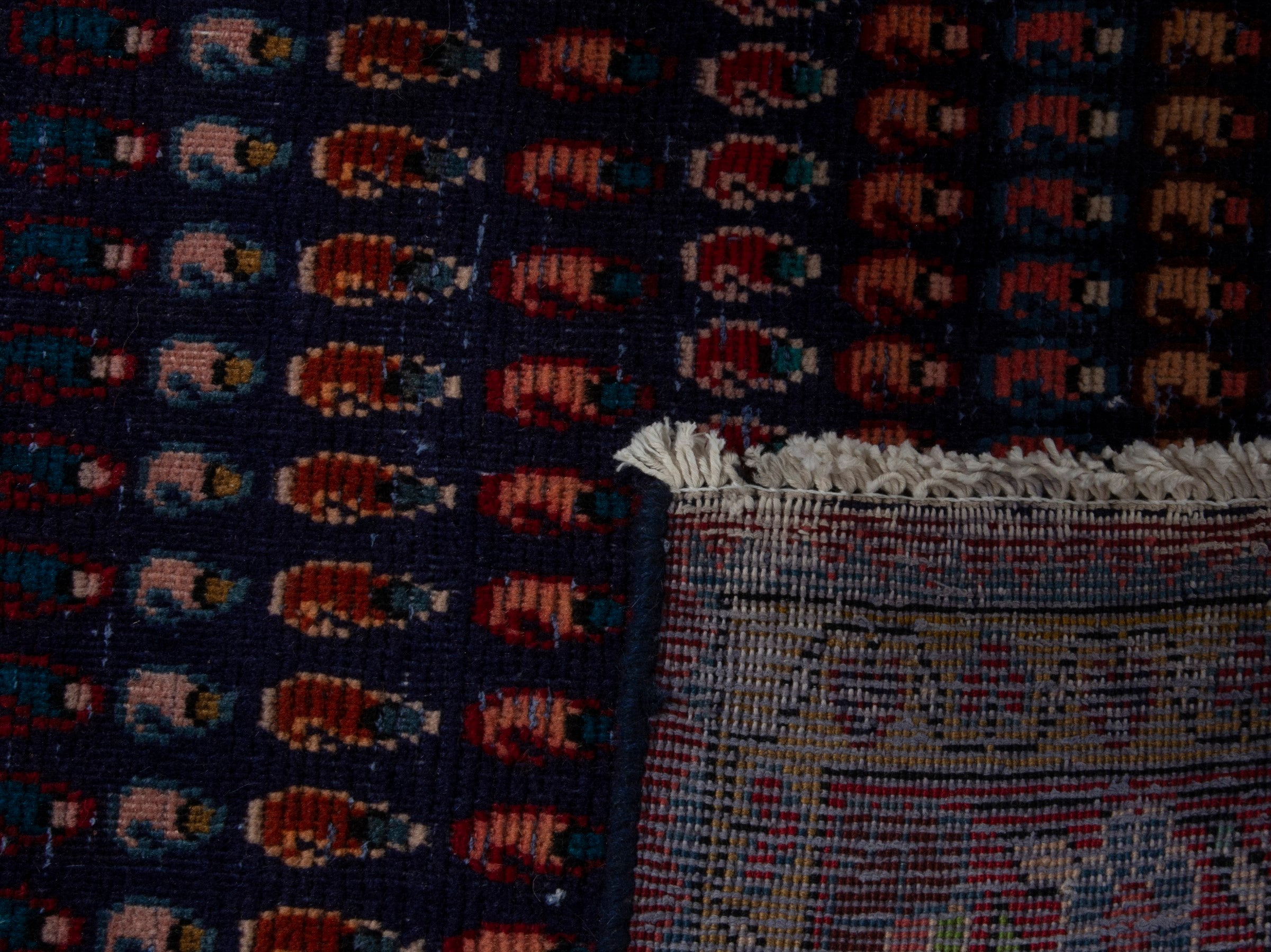 Persian Vist accent rug in navy and burgundy, view 16 of 16