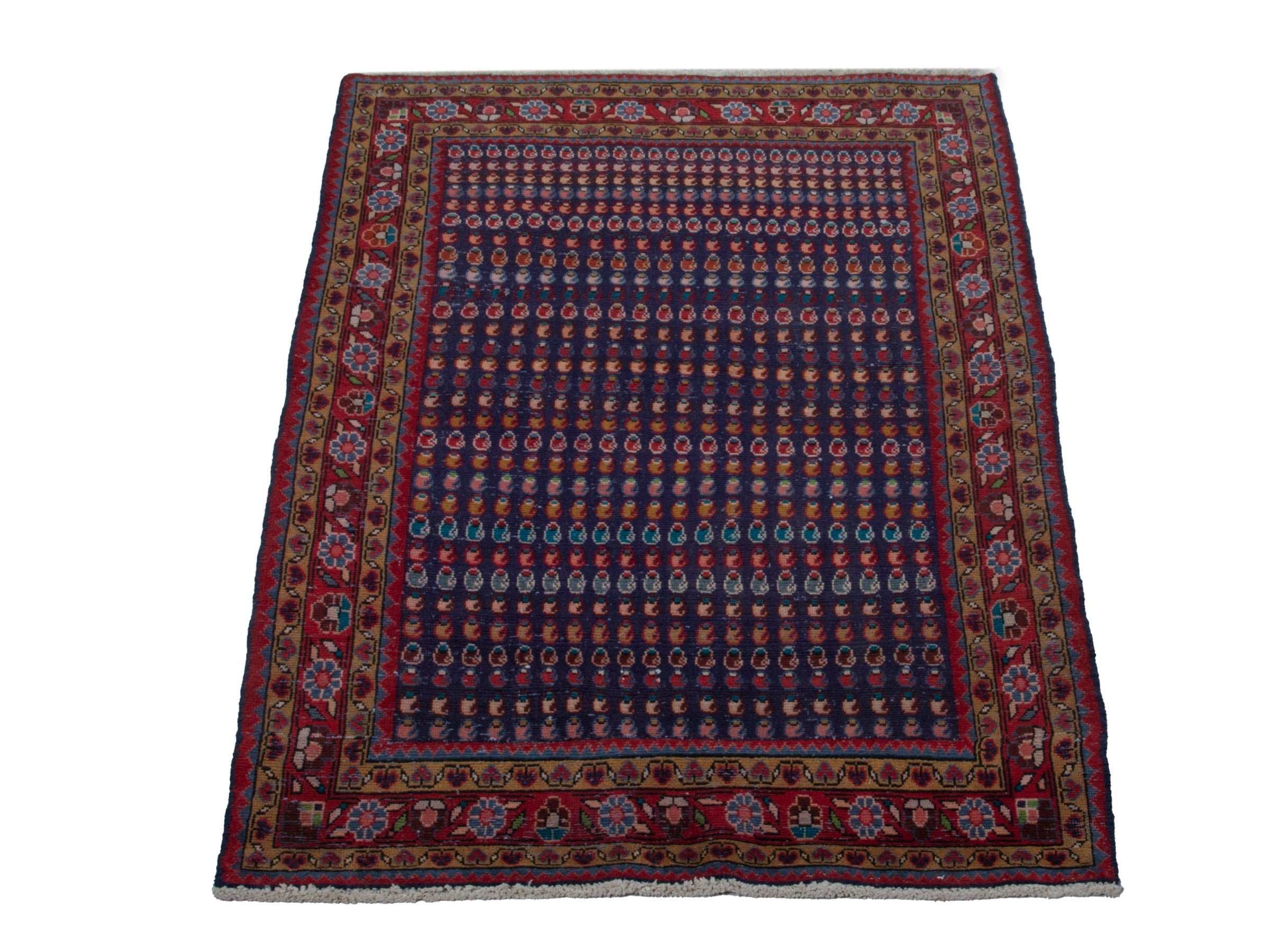 Persian Vist accent rug in navy and burgundy, view 2 of 16
