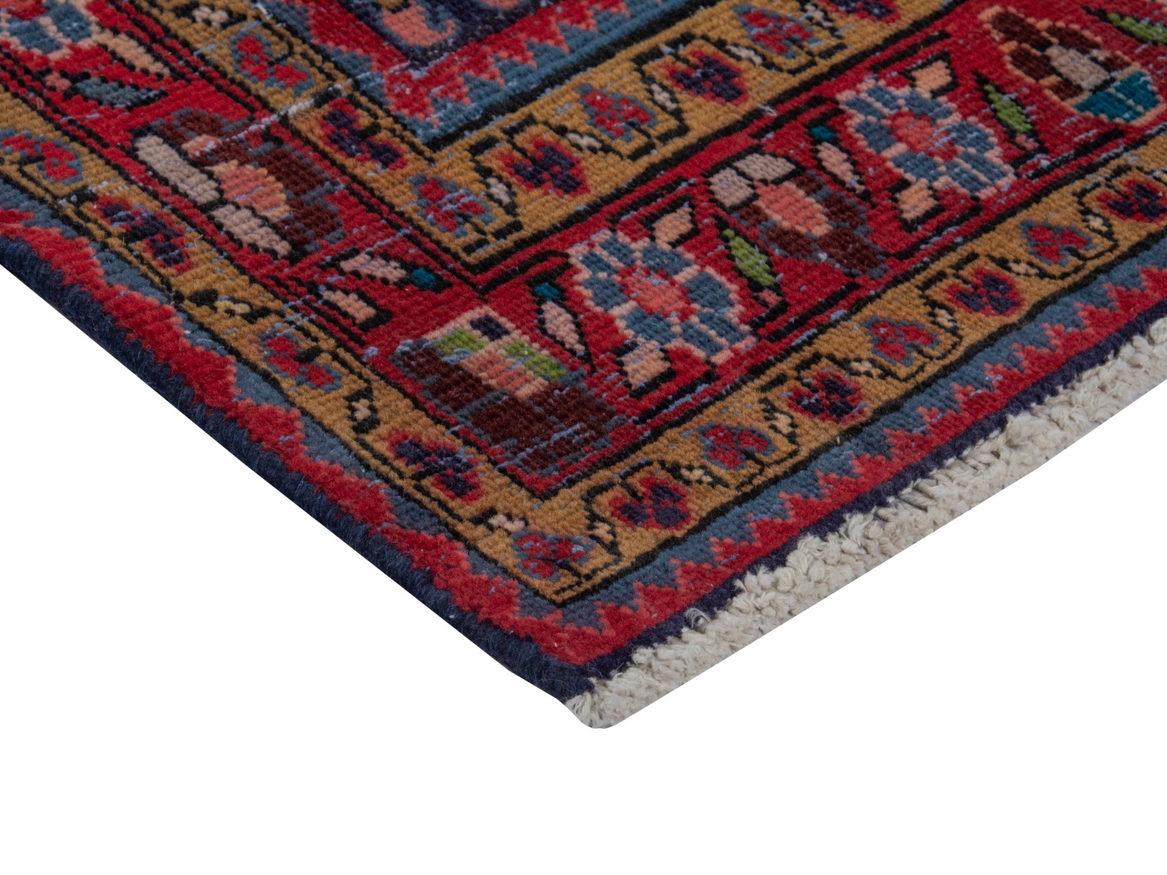 Persian Vist accent rug in navy and burgundy, view 5 of 16