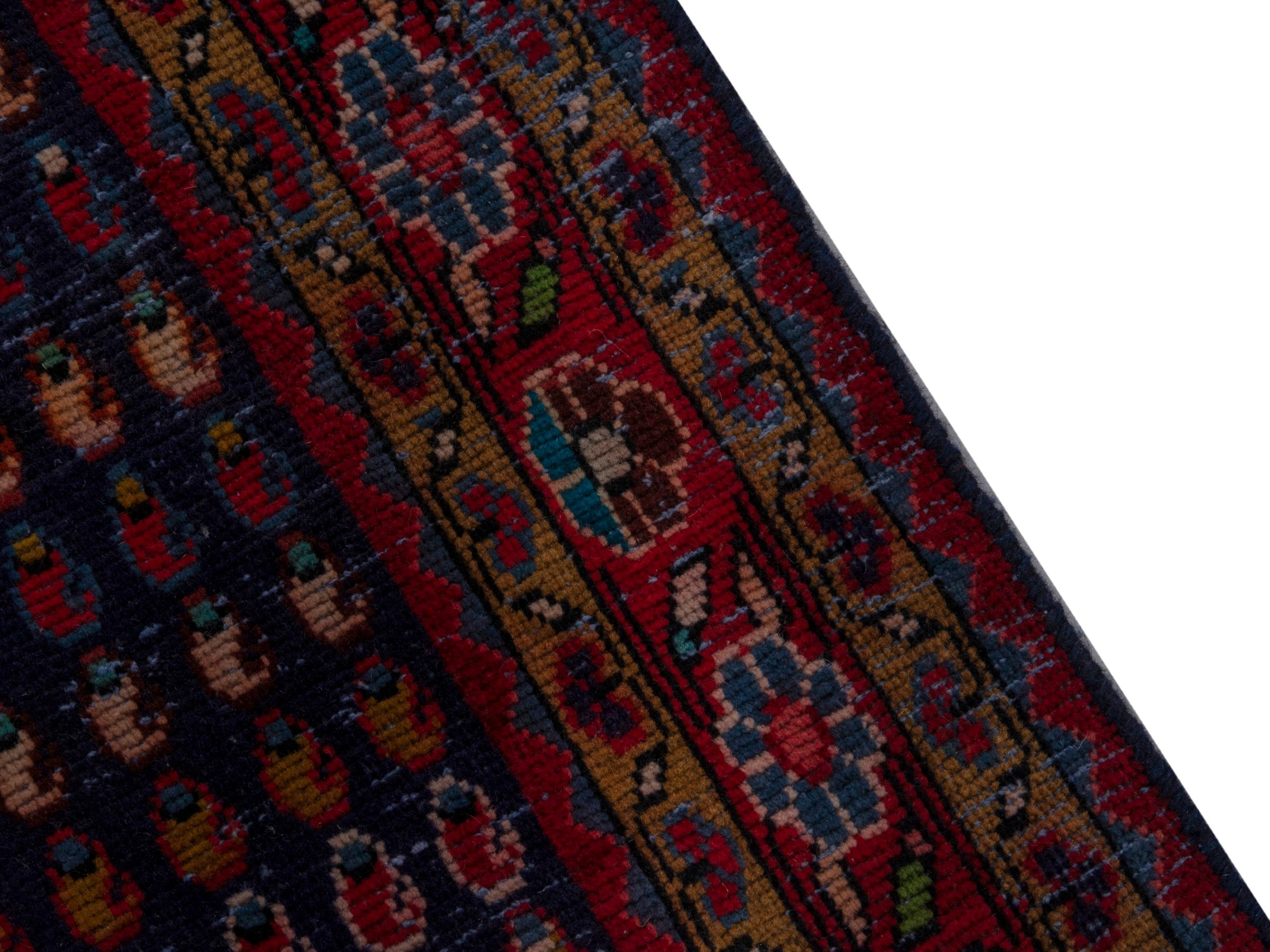 Persian Vist accent rug in navy and burgundy, view 6 of 16