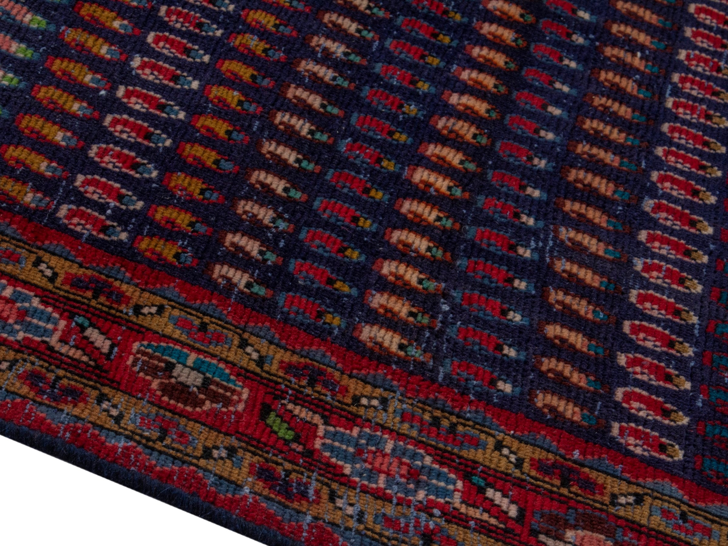 Persian Vist accent rug in navy and burgundy, view 7 of 16