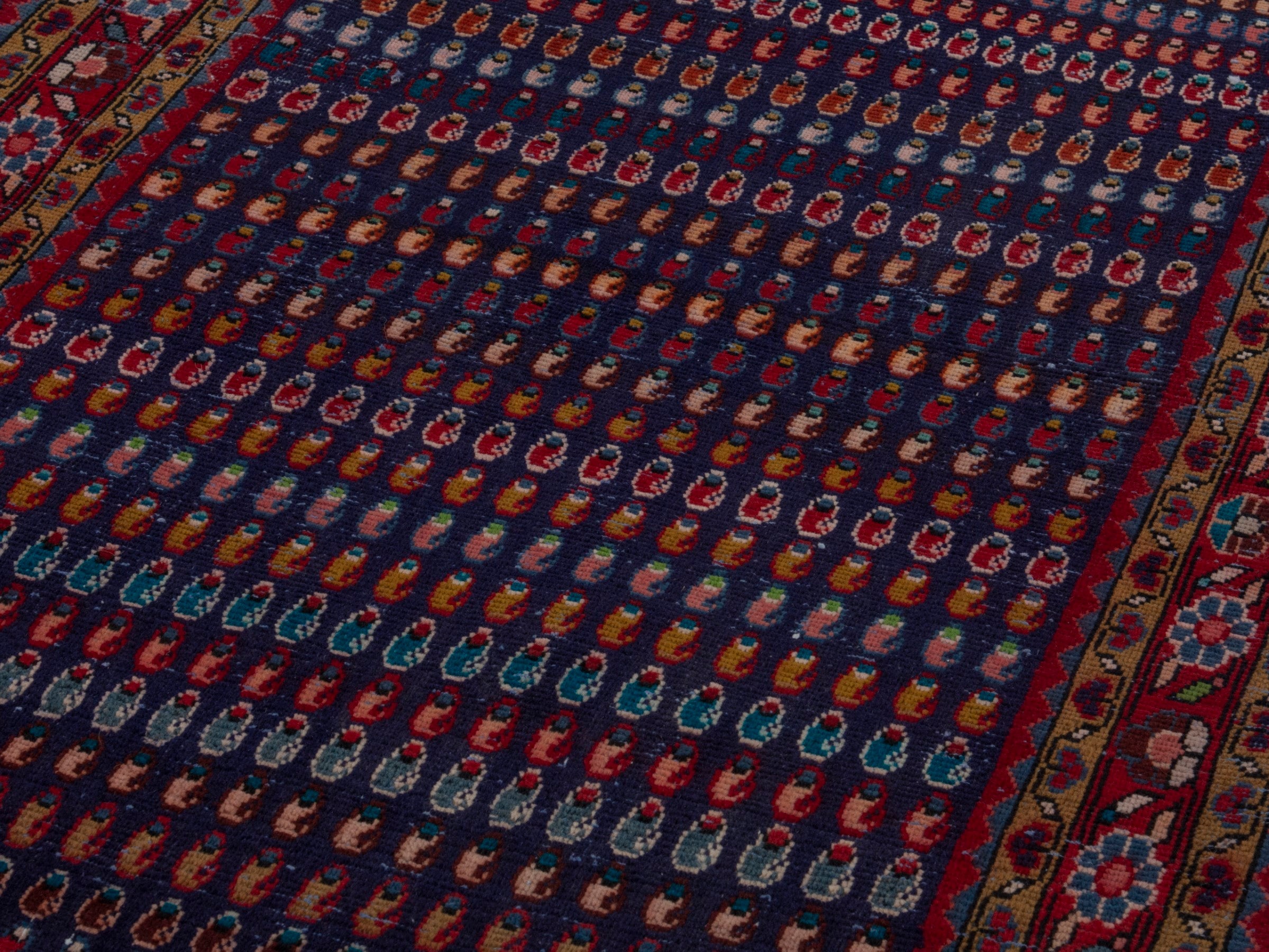 Persian Vist accent rug in navy and burgundy, view 8 of 16