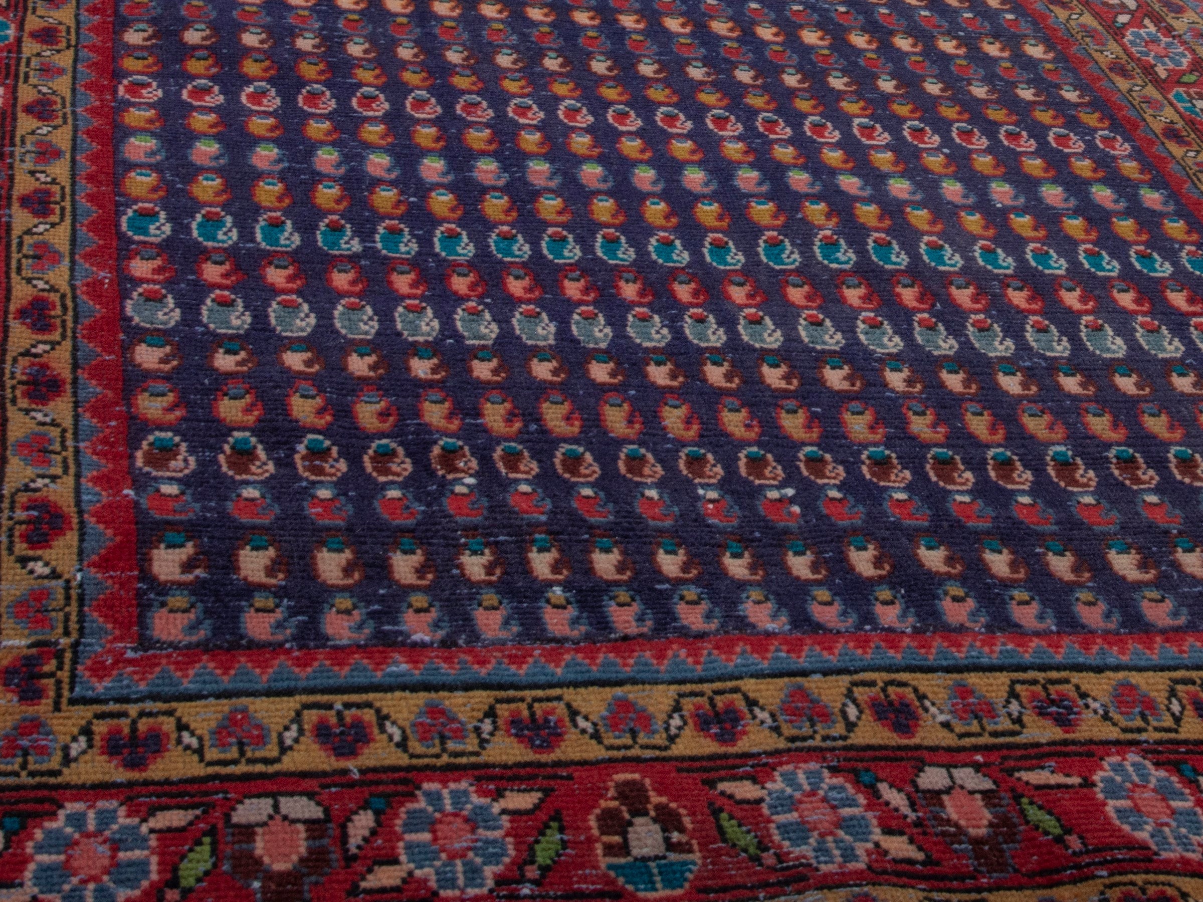 Persian Vist accent rug in navy and burgundy, view 9 of 16