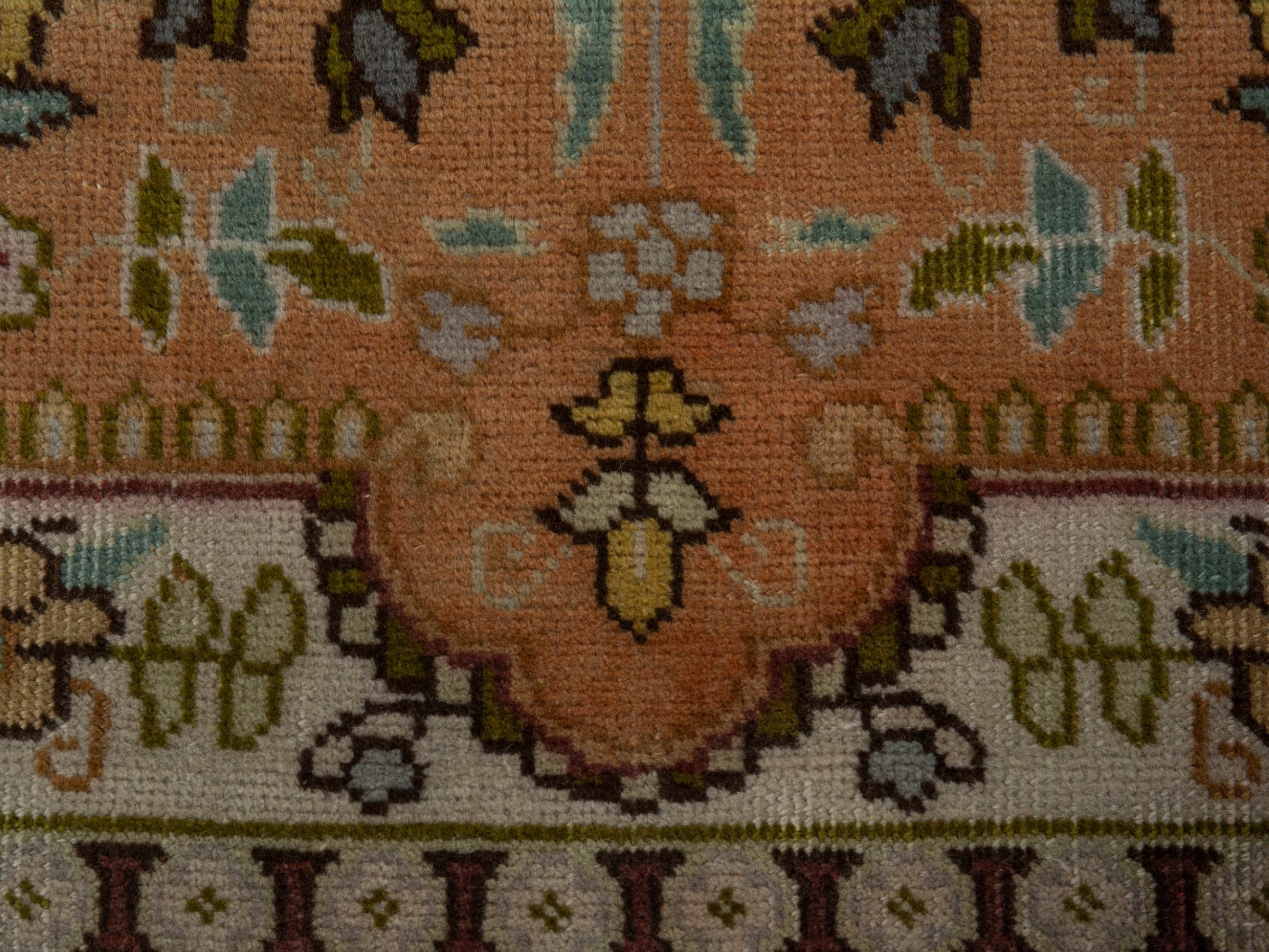 Persian Tabriz accent rug in terracotta and cream, view 10 of 16