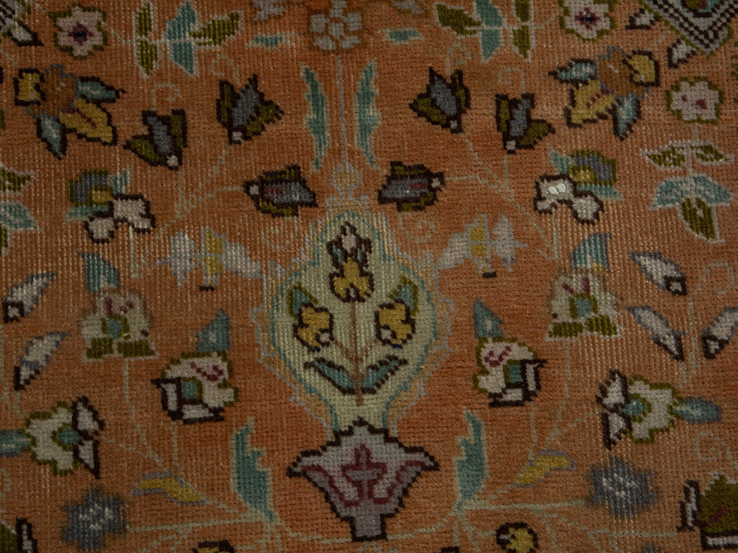 Persian Tabriz accent rug in terracotta and cream, view 11 of 16