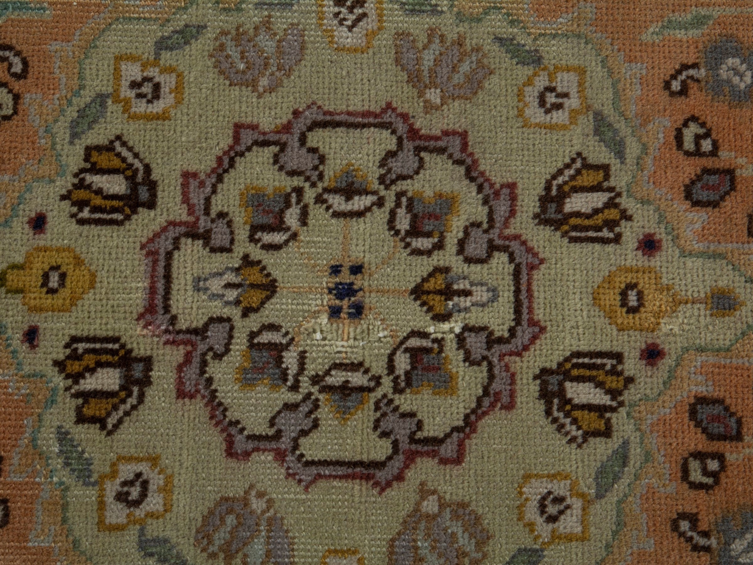 Persian Tabriz accent rug in terracotta and cream, view 12 of 16