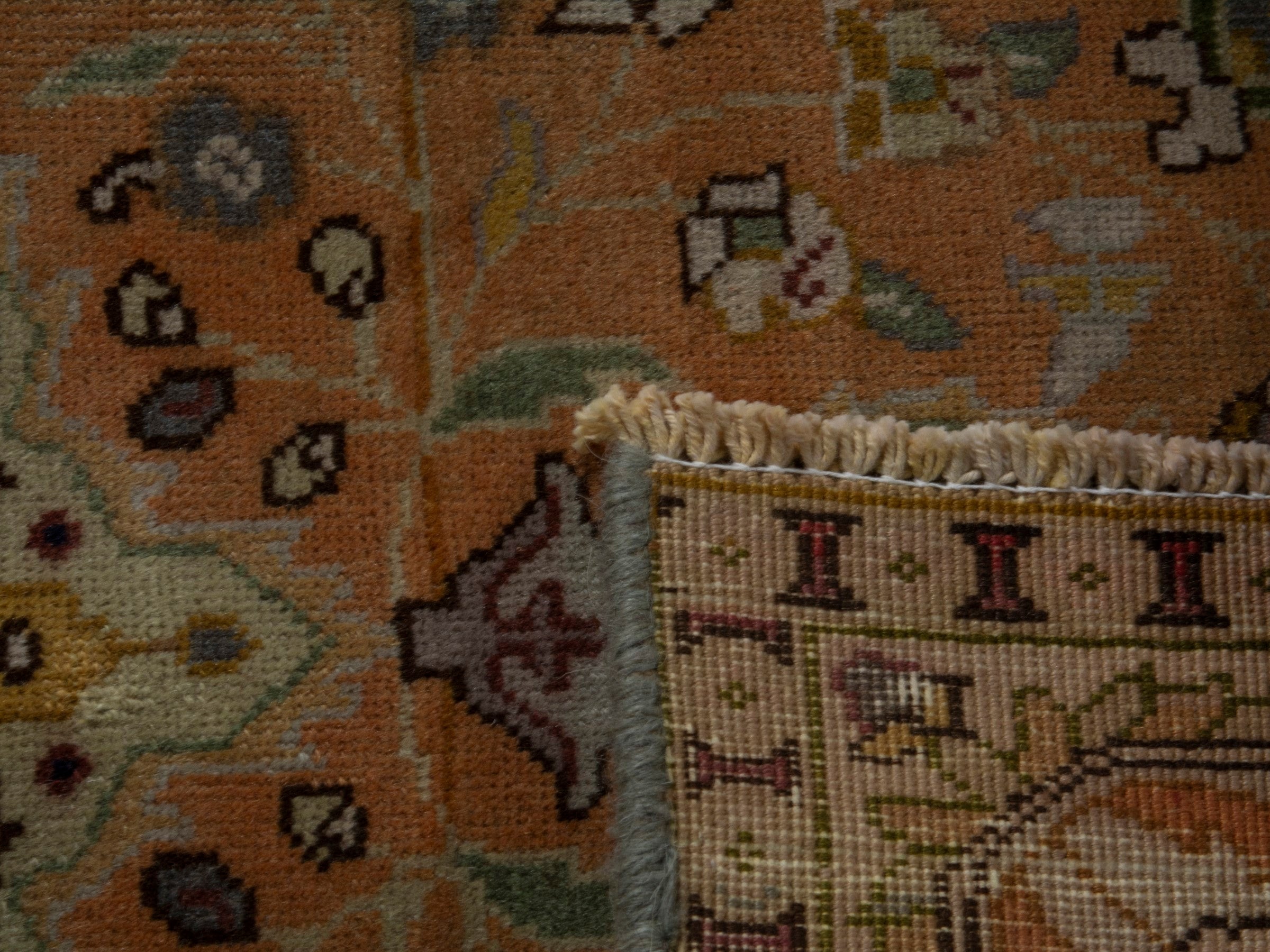 Persian Tabriz accent rug in terracotta and cream, view 16 of 16