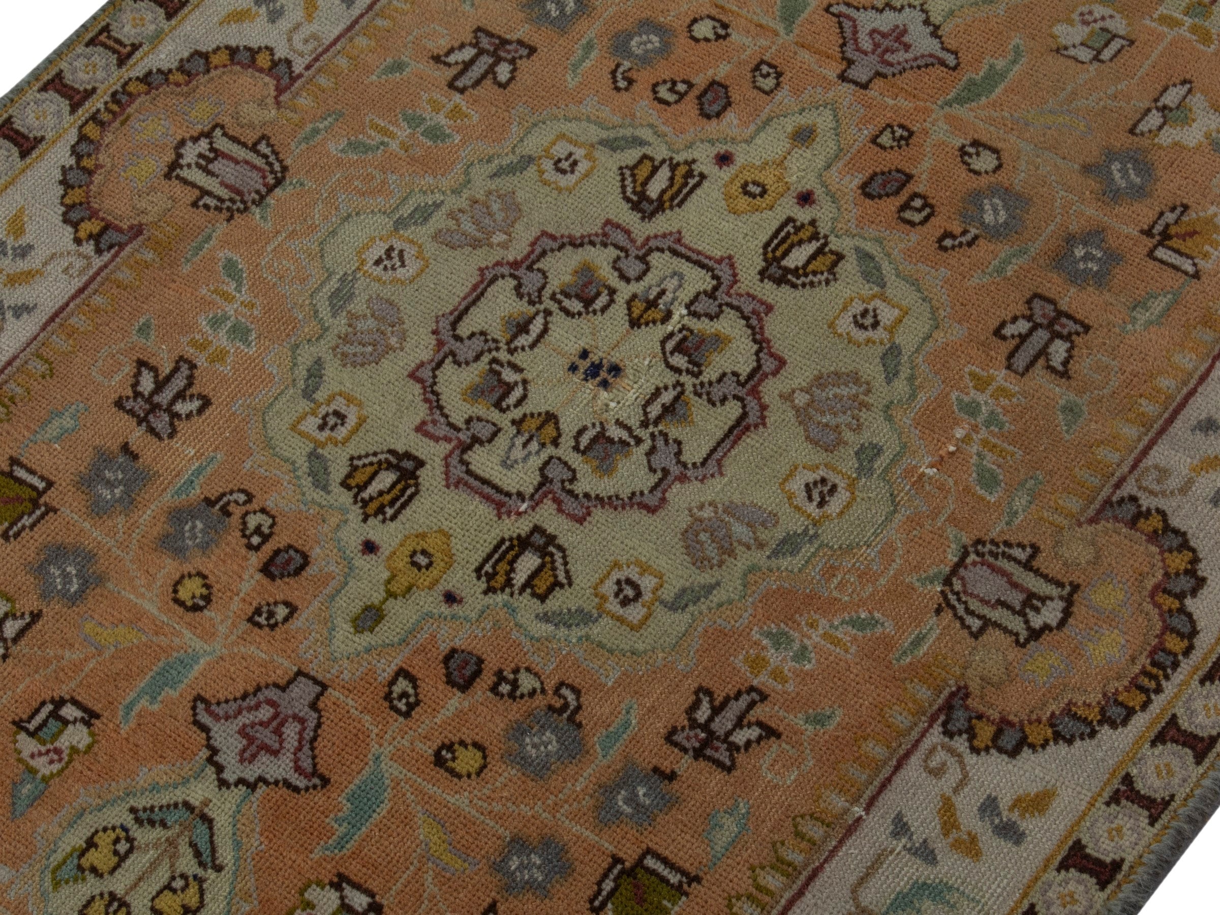 Persian Tabriz accent rug in terracotta and cream, view 3 of 16