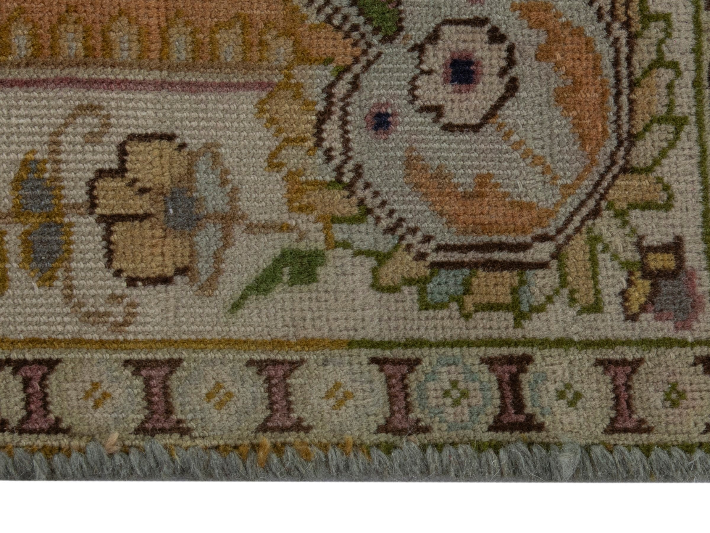 Persian Tabriz accent rug in terracotta and cream, view 4 of 16