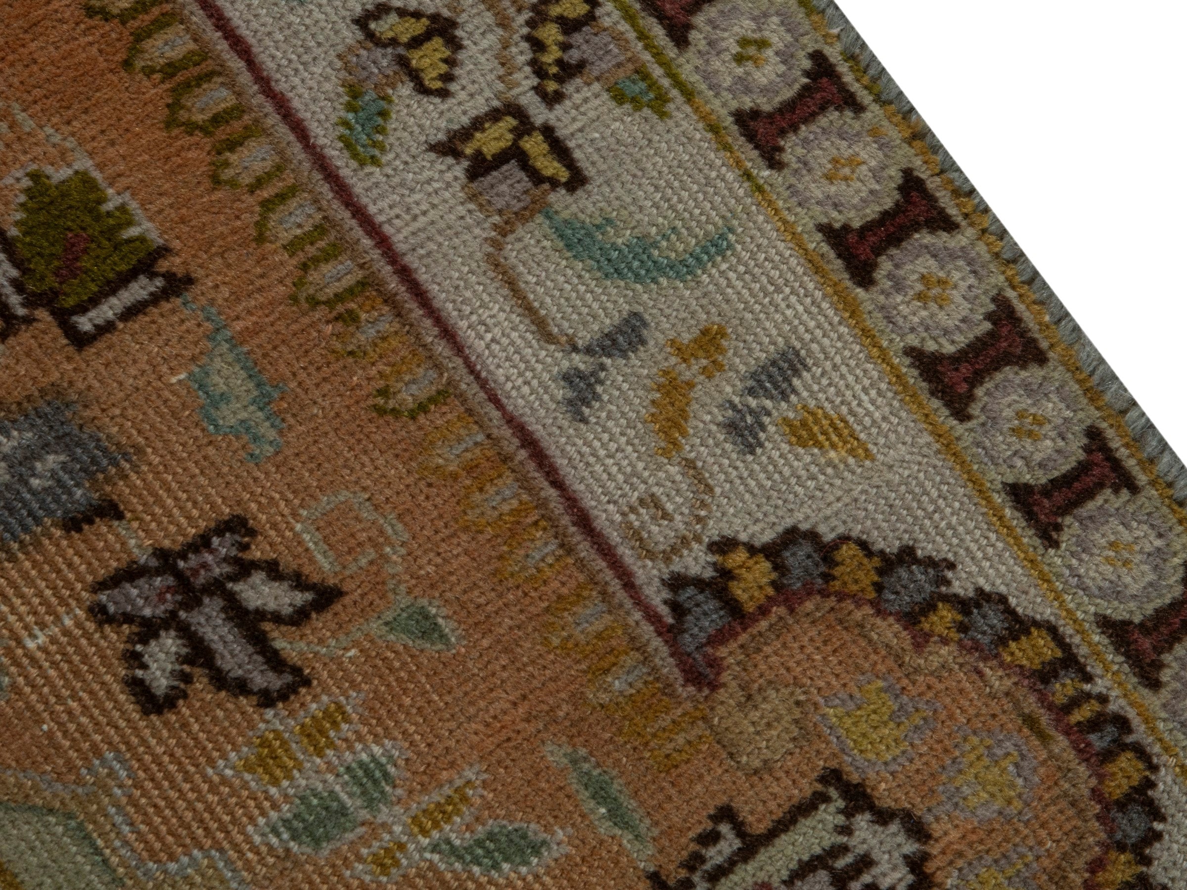 Persian Tabriz accent rug in terracotta and cream, view 6 of 16