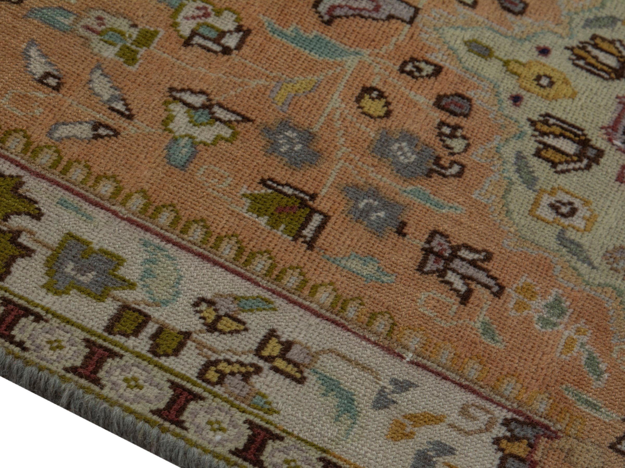 Persian Tabriz accent rug in terracotta and cream, view 7 of 16