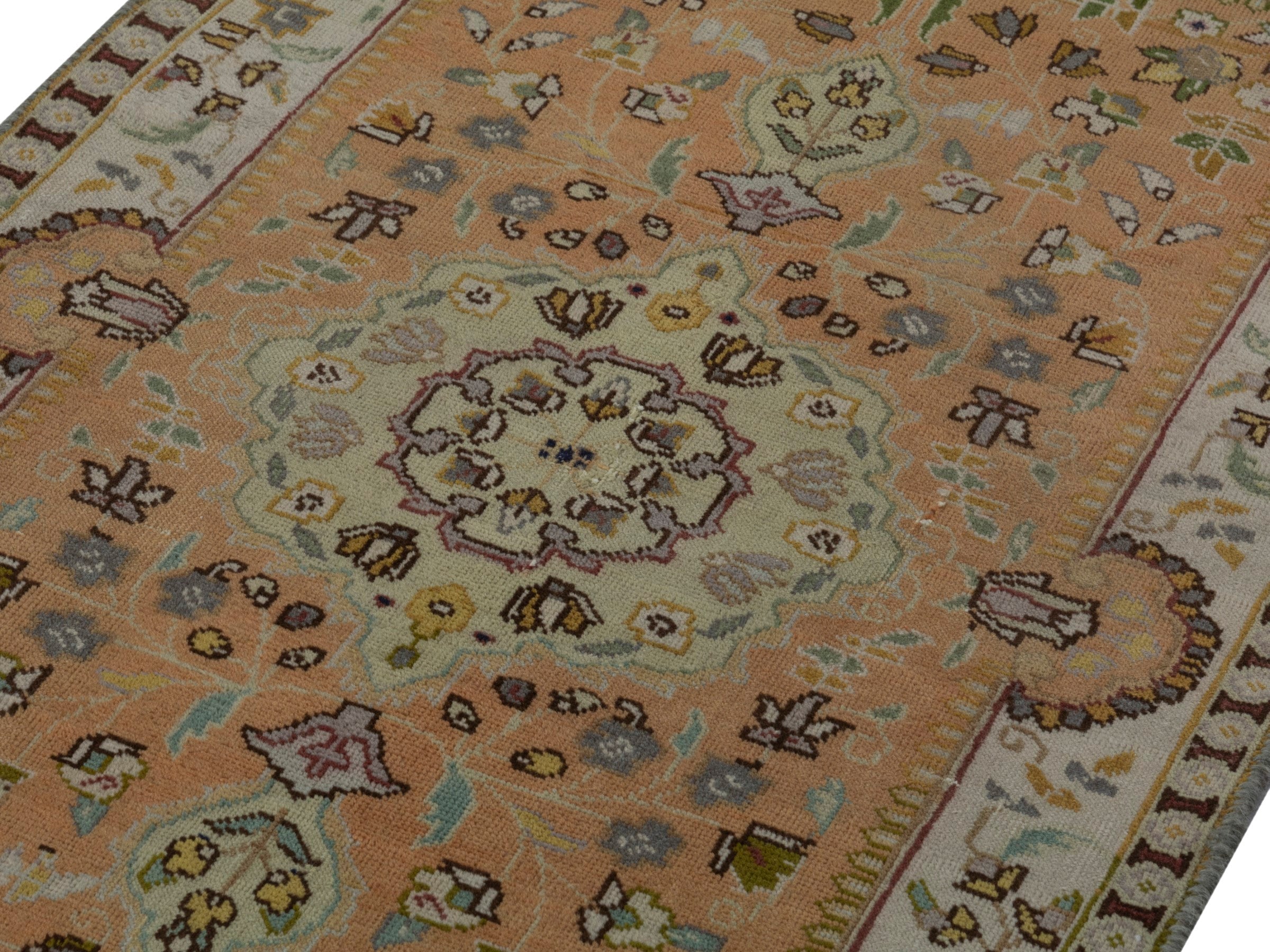 Persian Tabriz accent rug in terracotta and cream, view 8 of 16