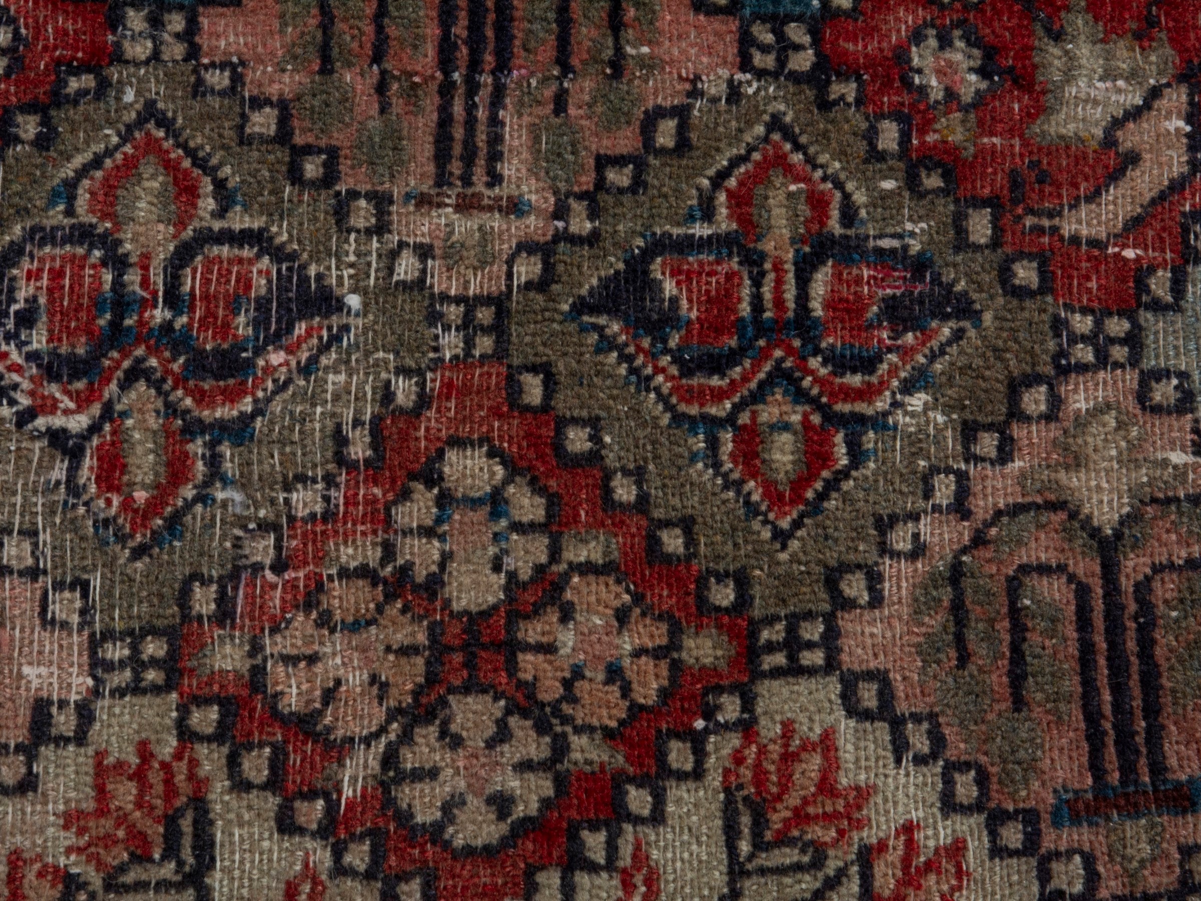 Persian Kashan accent rug in cream and rust, view 10 of 17