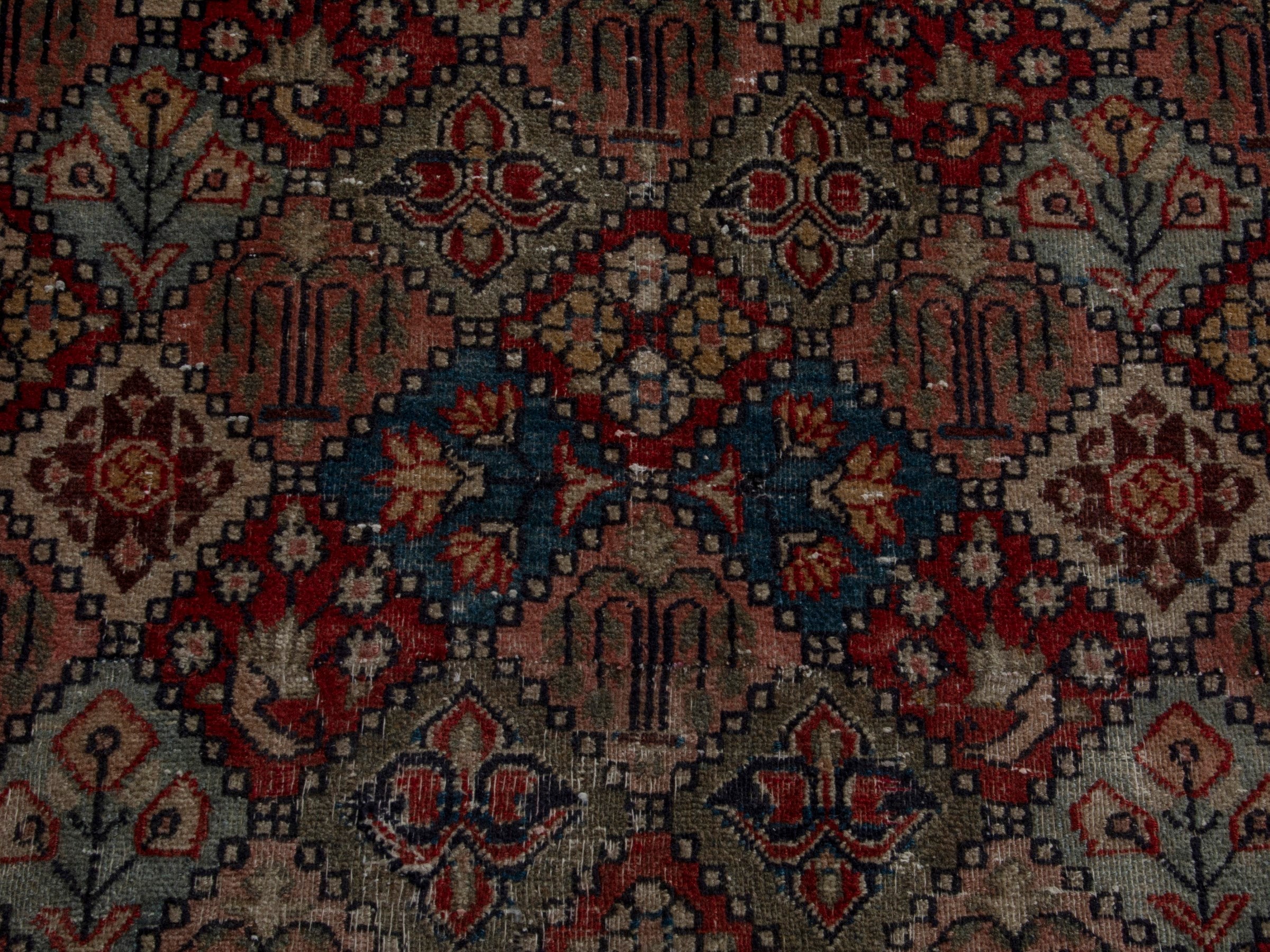 Persian Kashan accent rug in cream and rust, view 11 of 17