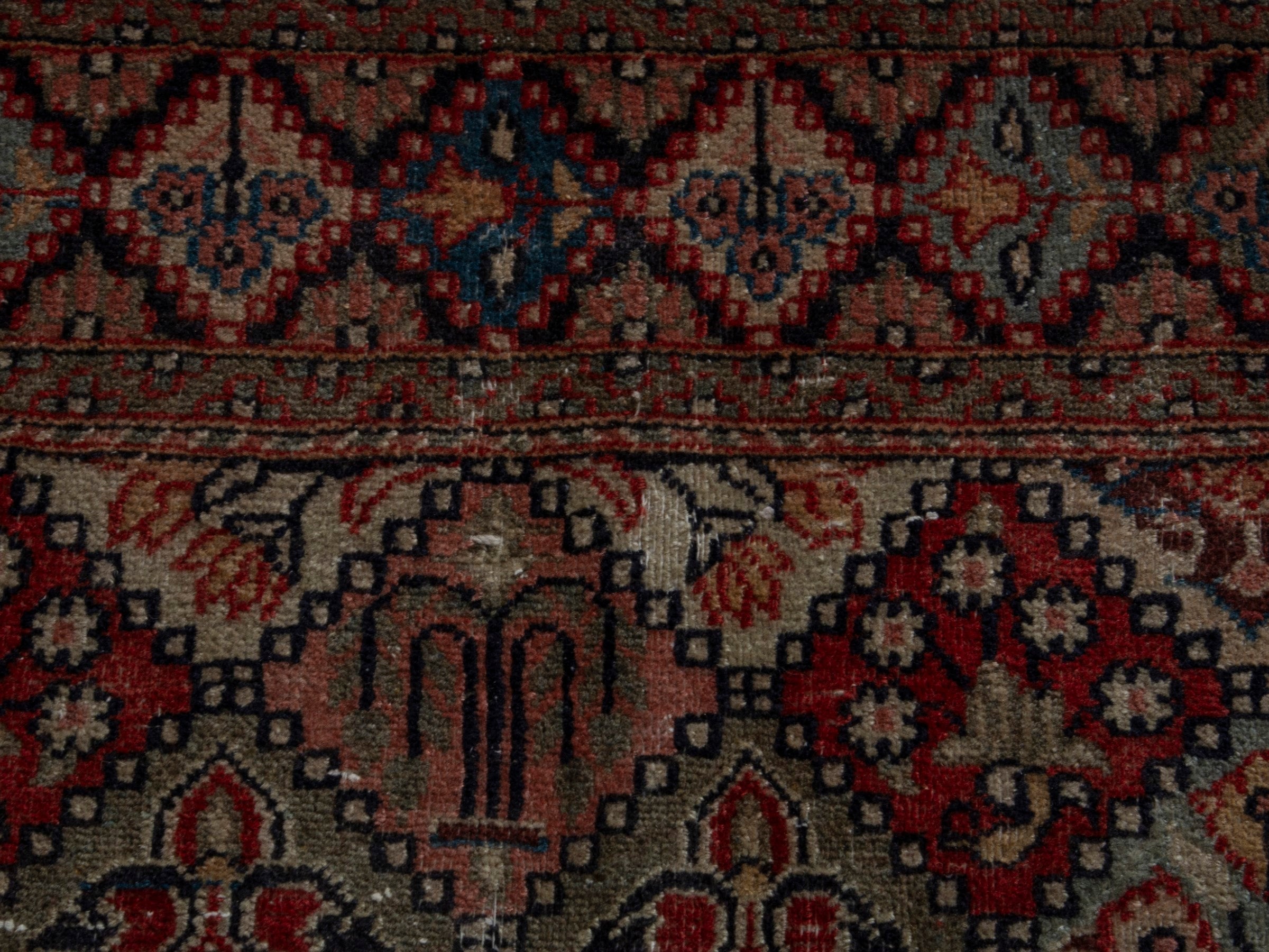 Persian Kashan accent rug in cream and rust, view 12 of 17