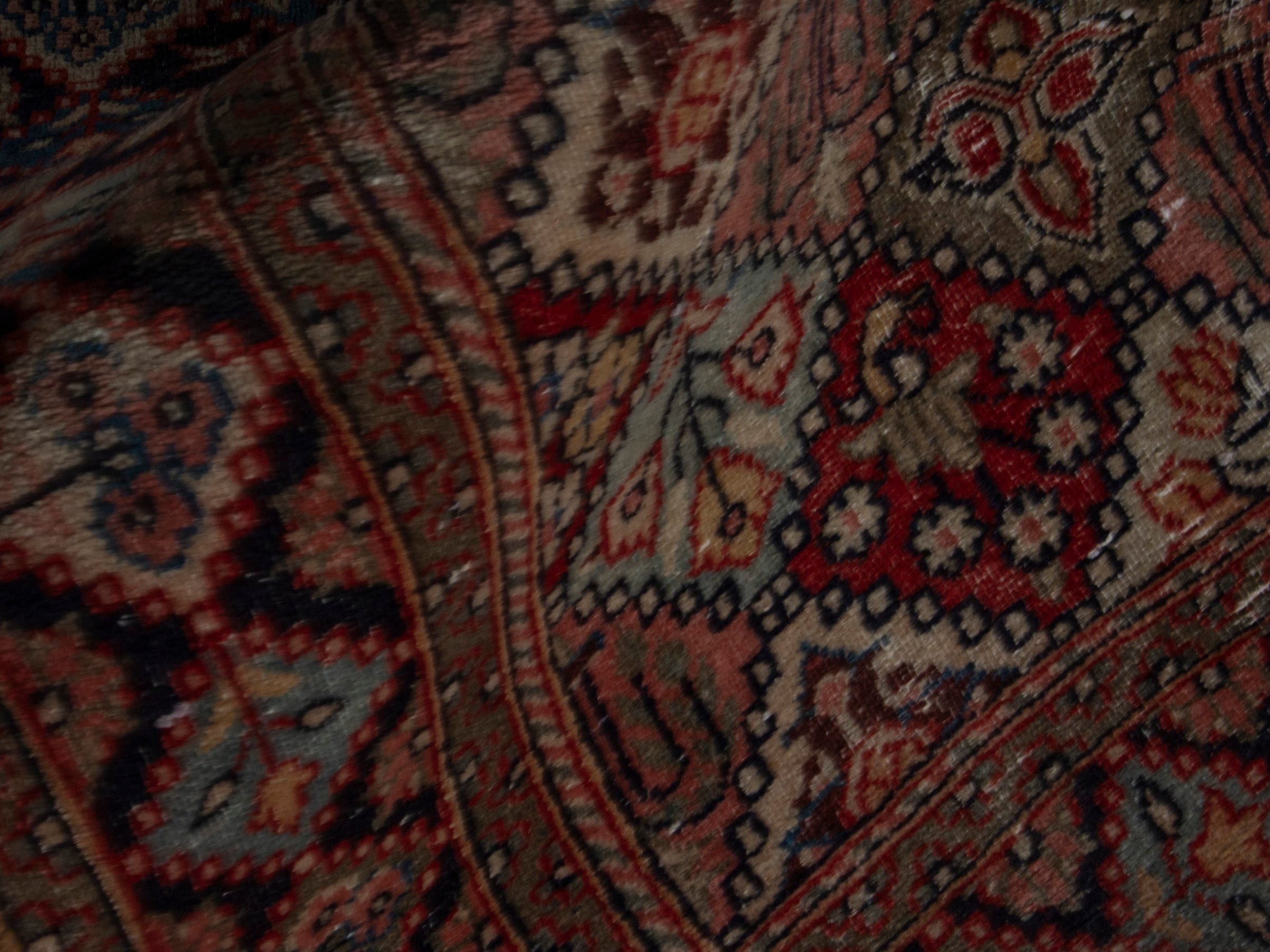 Persian Kashan accent rug in cream and rust, view 15 of 17