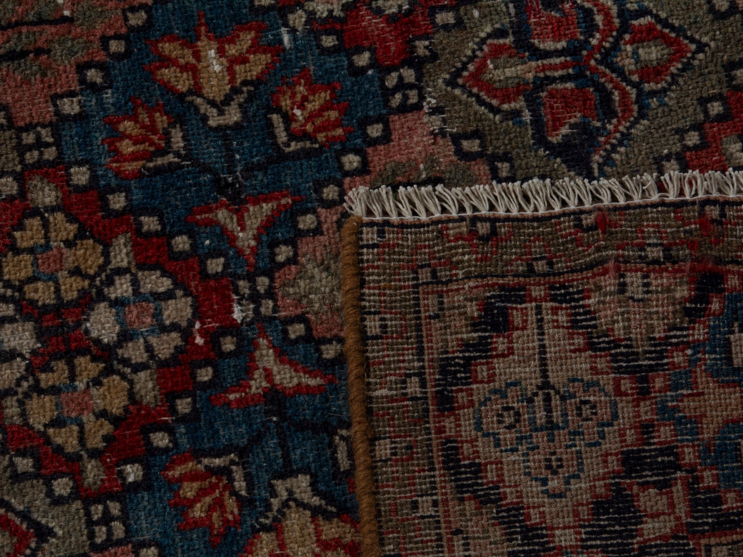 Persian Kashan accent rug in cream and rust, view 17 of 17