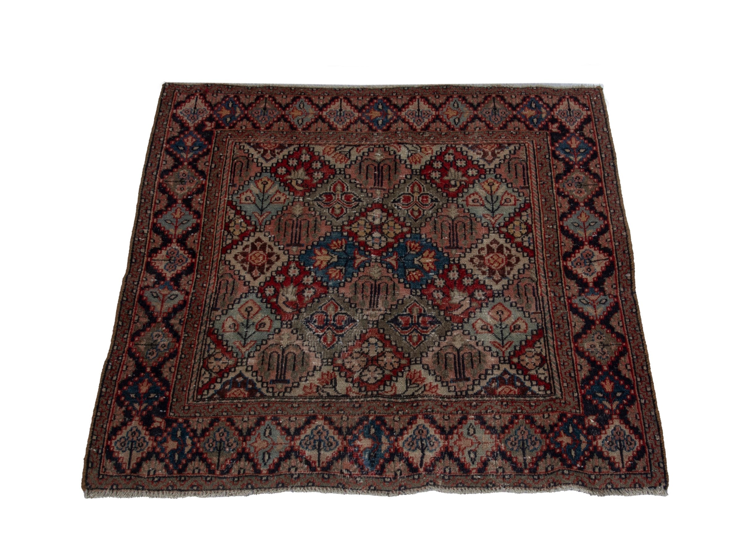 Persian Kashan accent rug in cream and rust, view 2 of 17