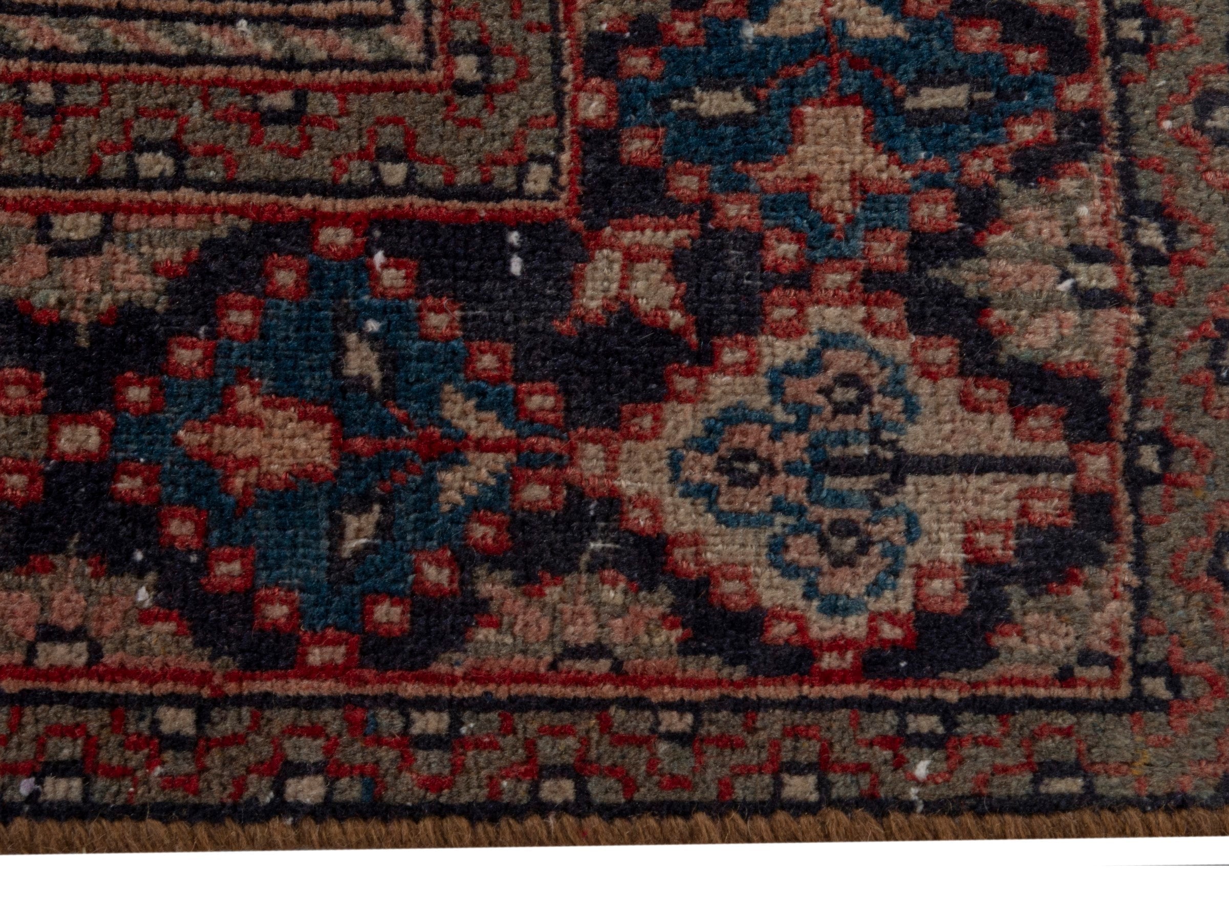 Persian Kashan accent rug in cream and rust, view 4 of 17