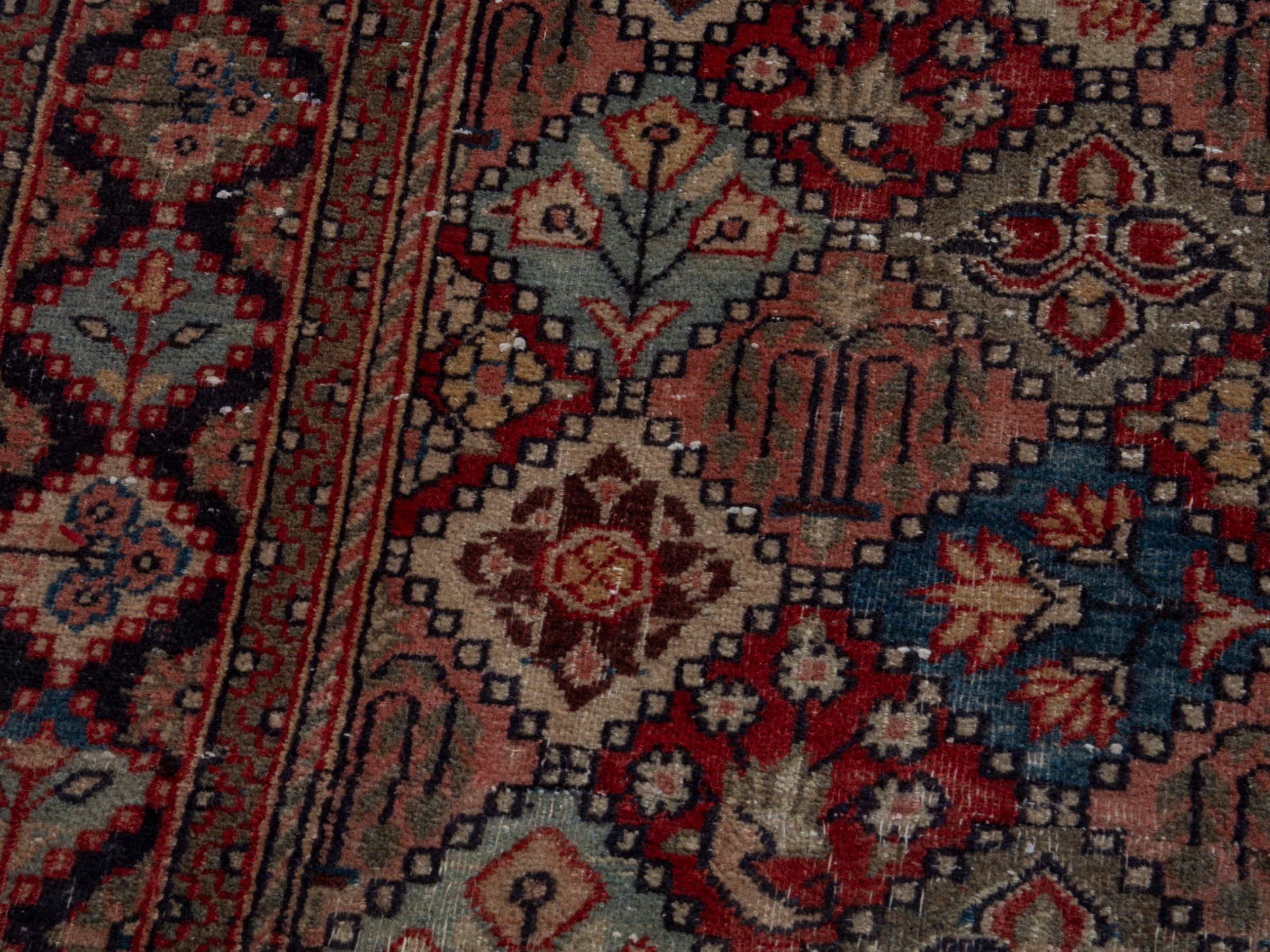 Persian Kashan accent rug in cream and rust, view 6 of 17