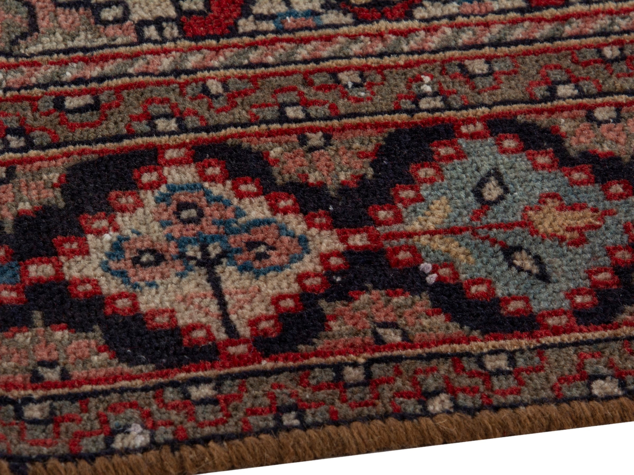 Persian Kashan accent rug in cream and rust, view 7 of 17