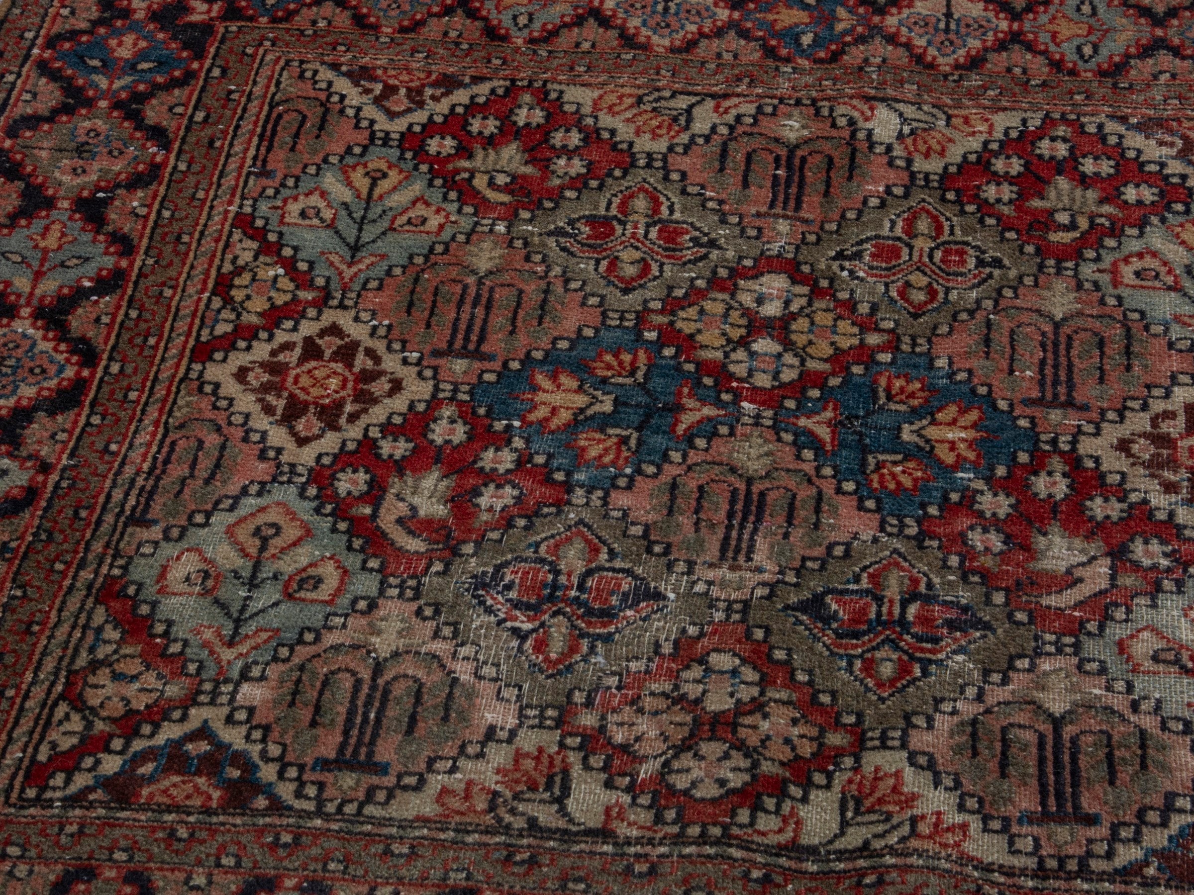Persian Kashan accent rug in cream and rust, view 8 of 17