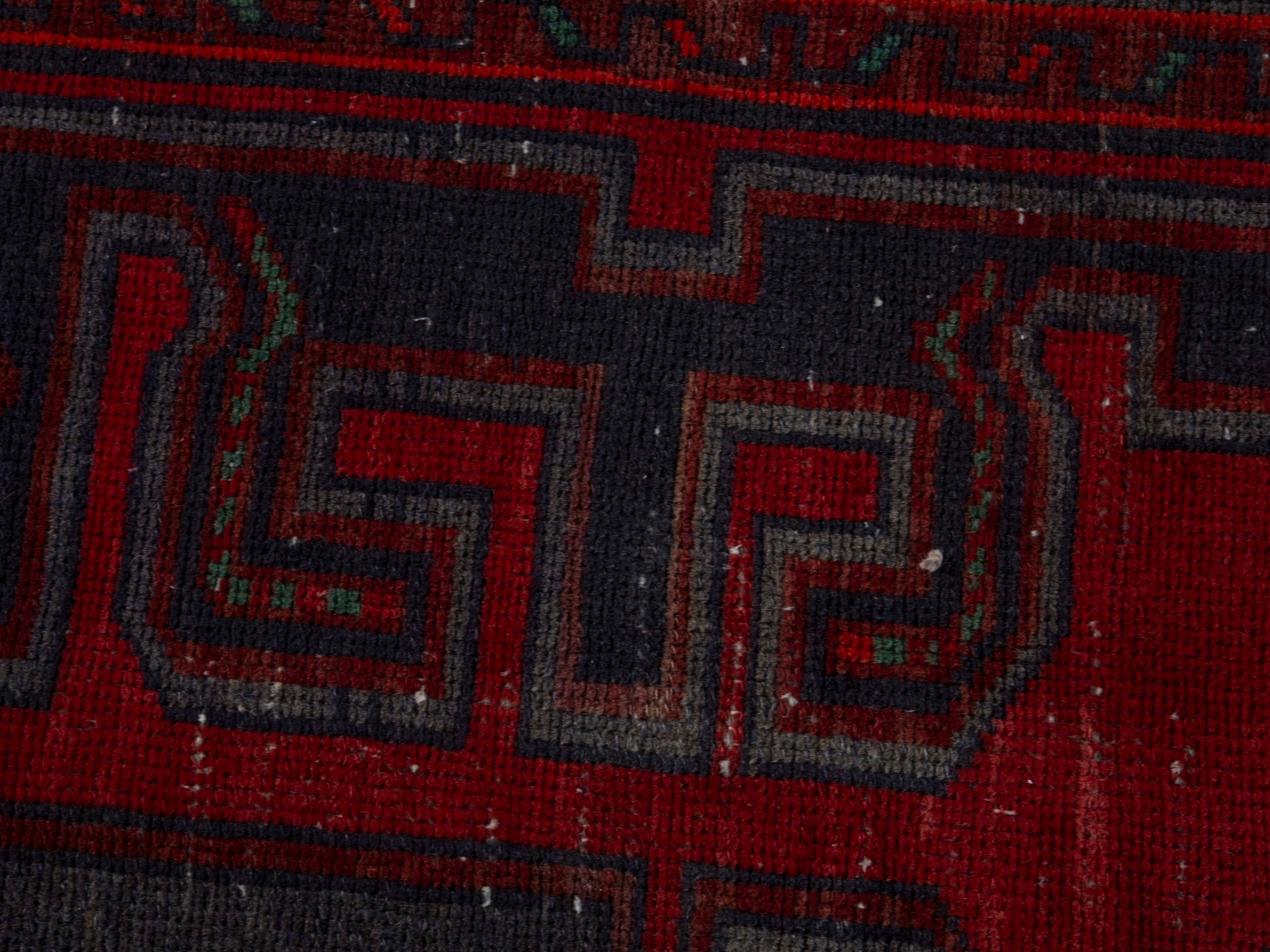 Persian Zanjan accent rug in deep red and dark taupe, view 13 of 18