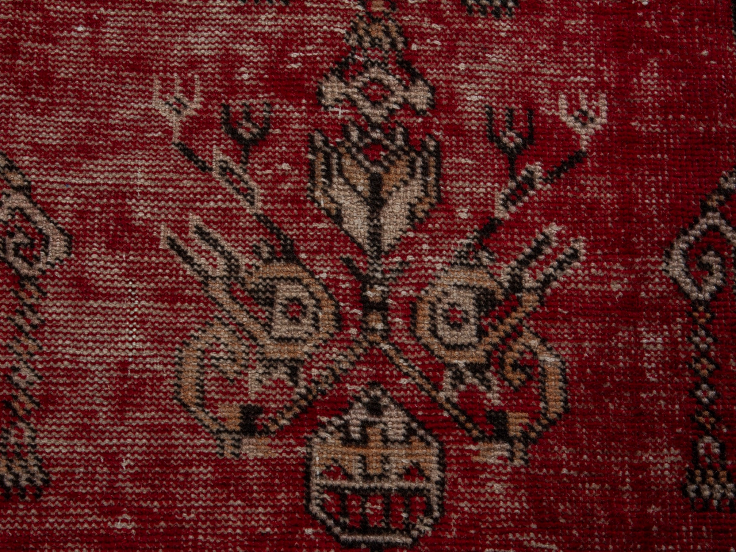 Persian Ferdos accent rug in deep red and cream, view 11 of 16