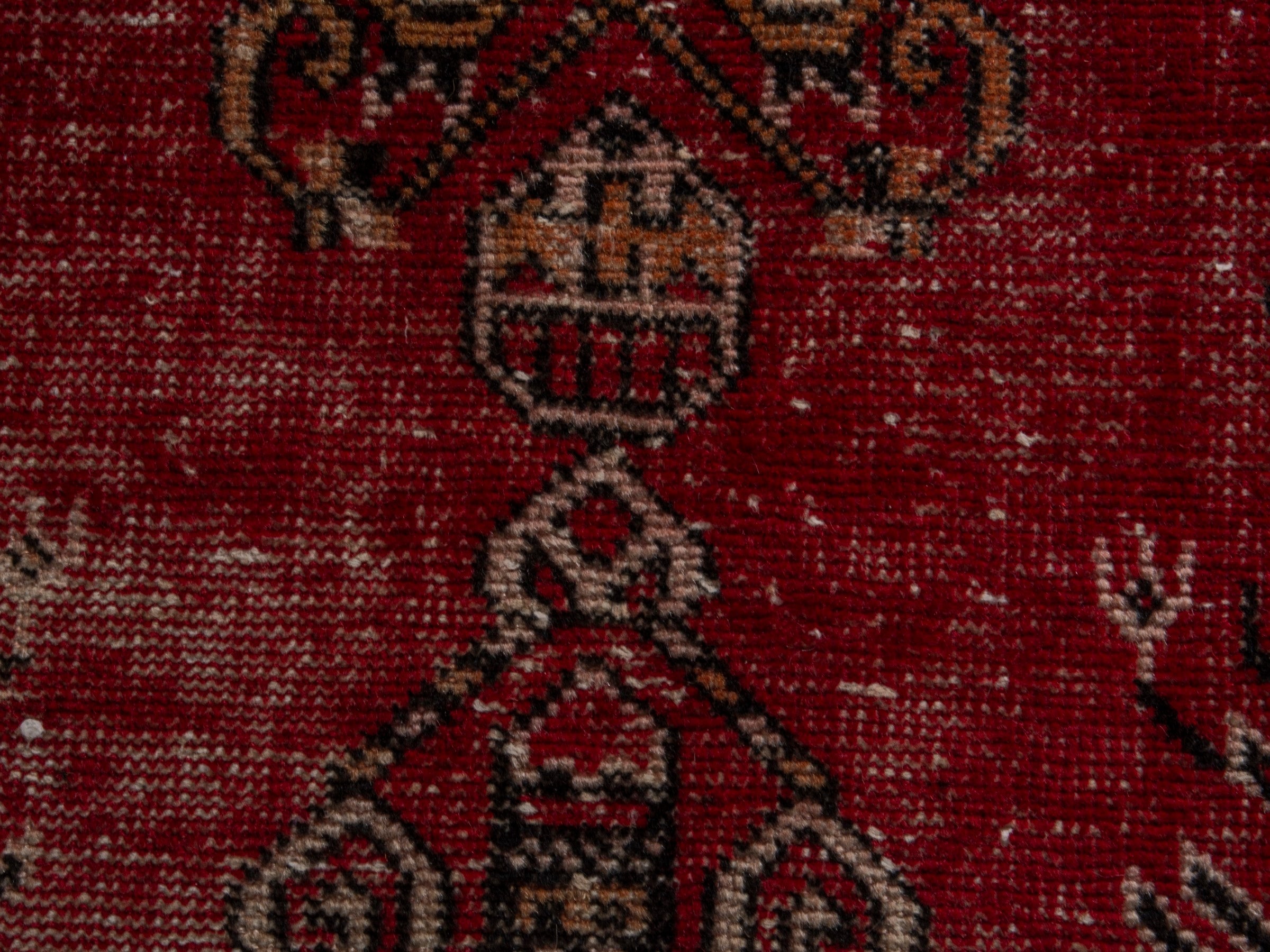 Persian Ferdos accent rug in deep red and cream, view 12 of 16