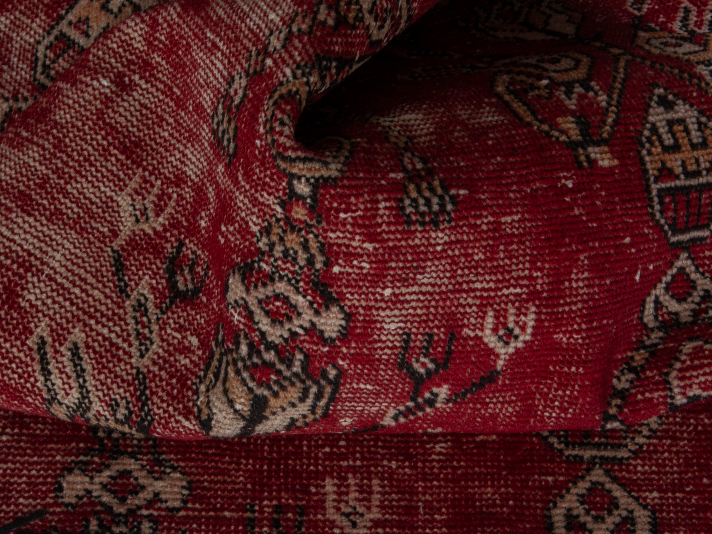 Persian Ferdos accent rug in deep red and cream, view 15 of 16