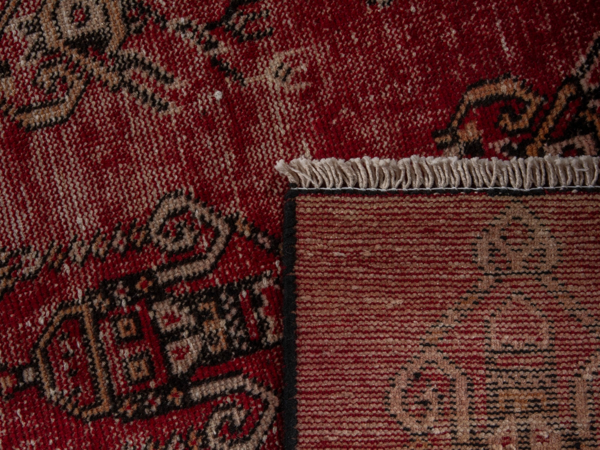 Persian Ferdos accent rug in deep red and cream, view 16 of 16