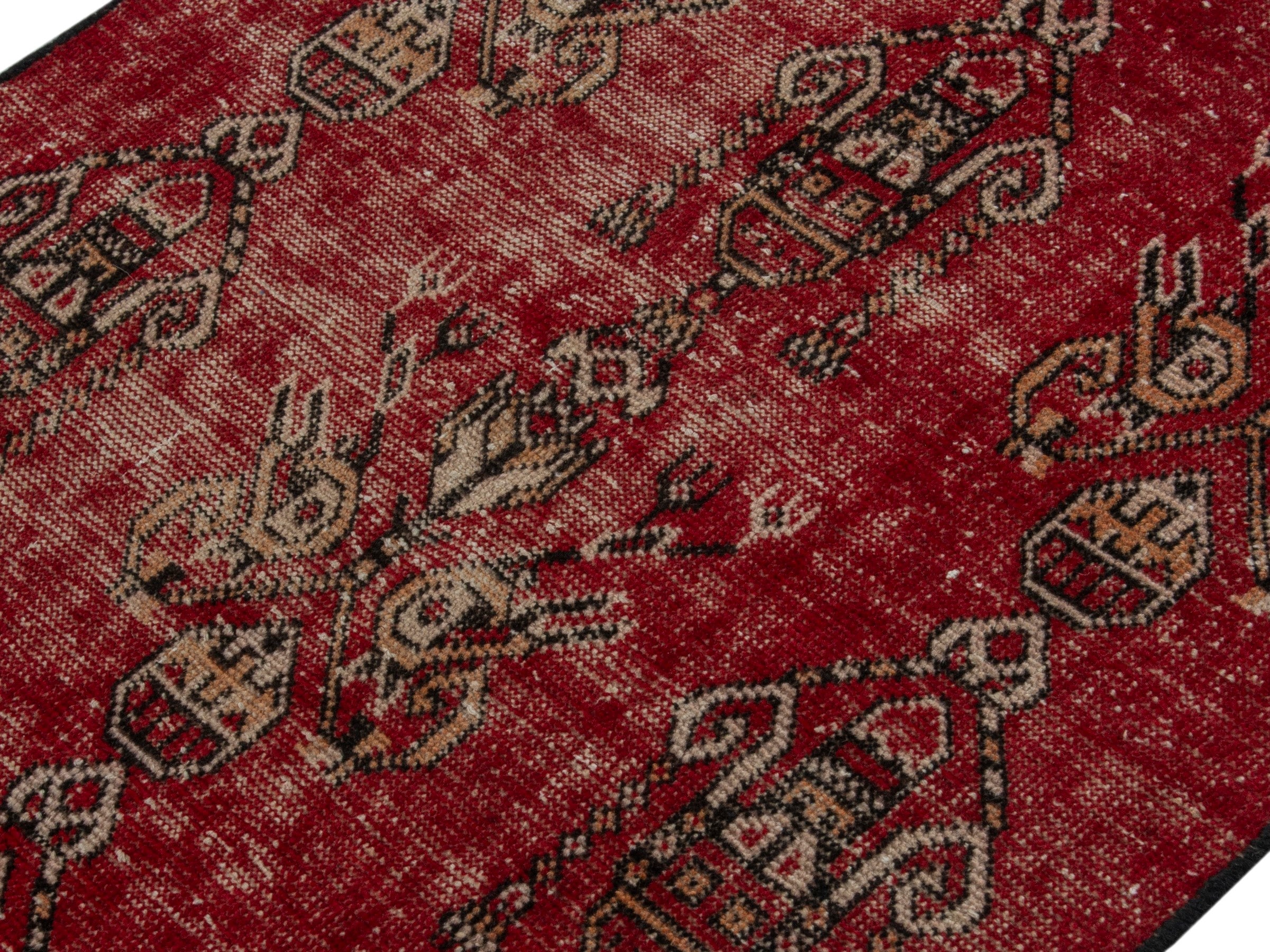 Persian Ferdos accent rug in deep red and cream, view 3 of 16