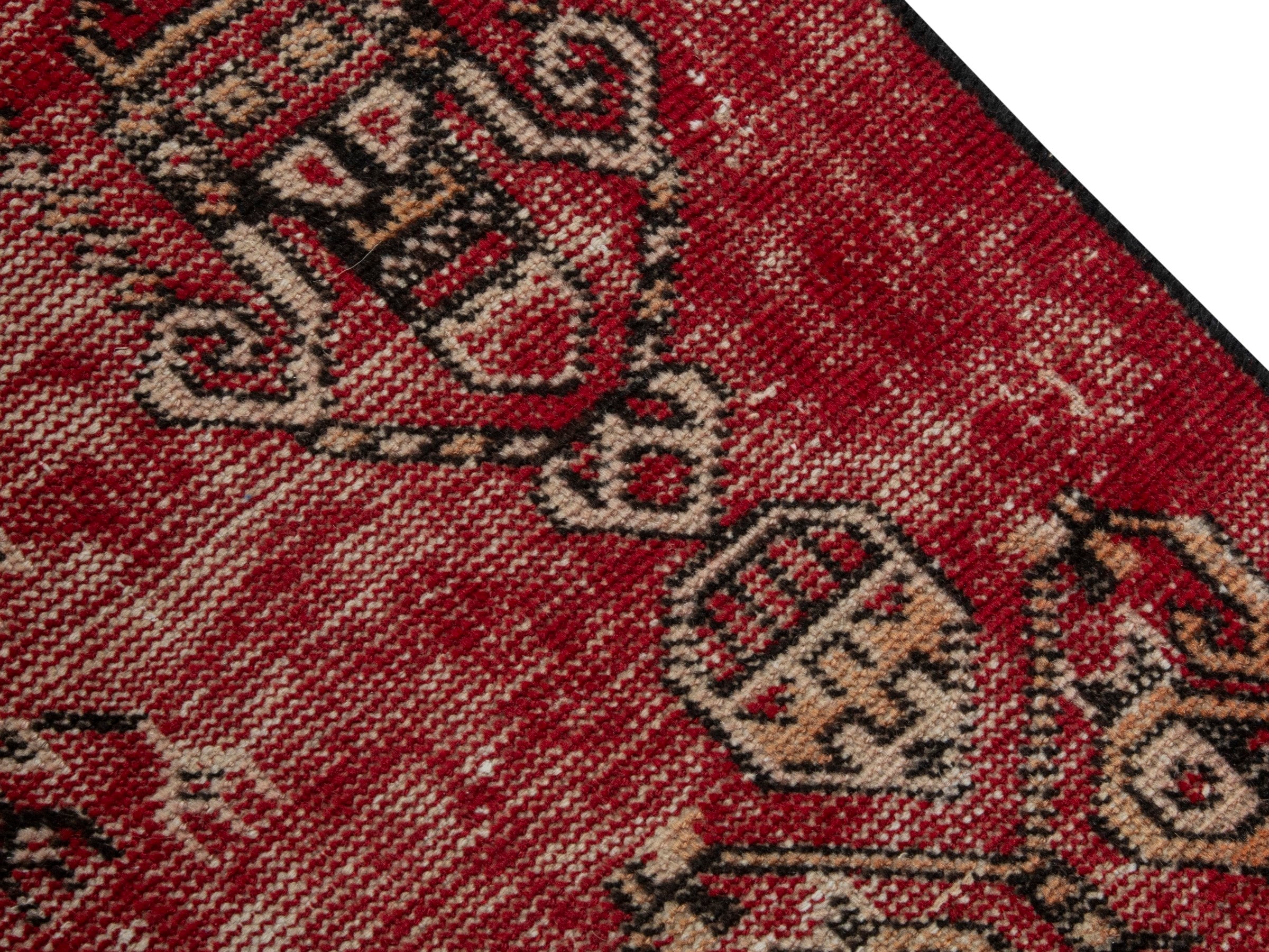 Persian Ferdos accent rug in deep red and cream, view 6 of 16