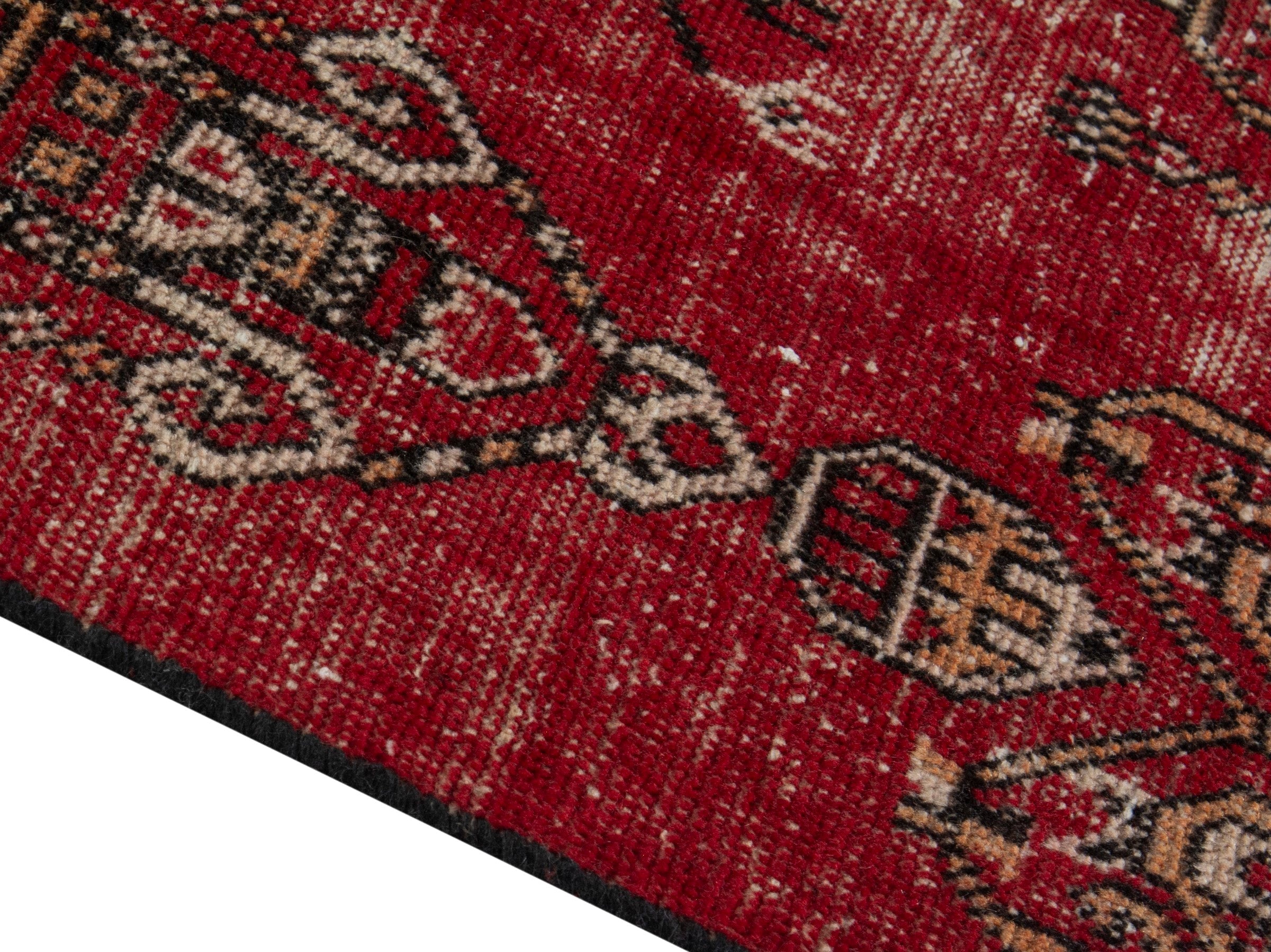 Persian Ferdos accent rug in deep red and cream, view 7 of 16