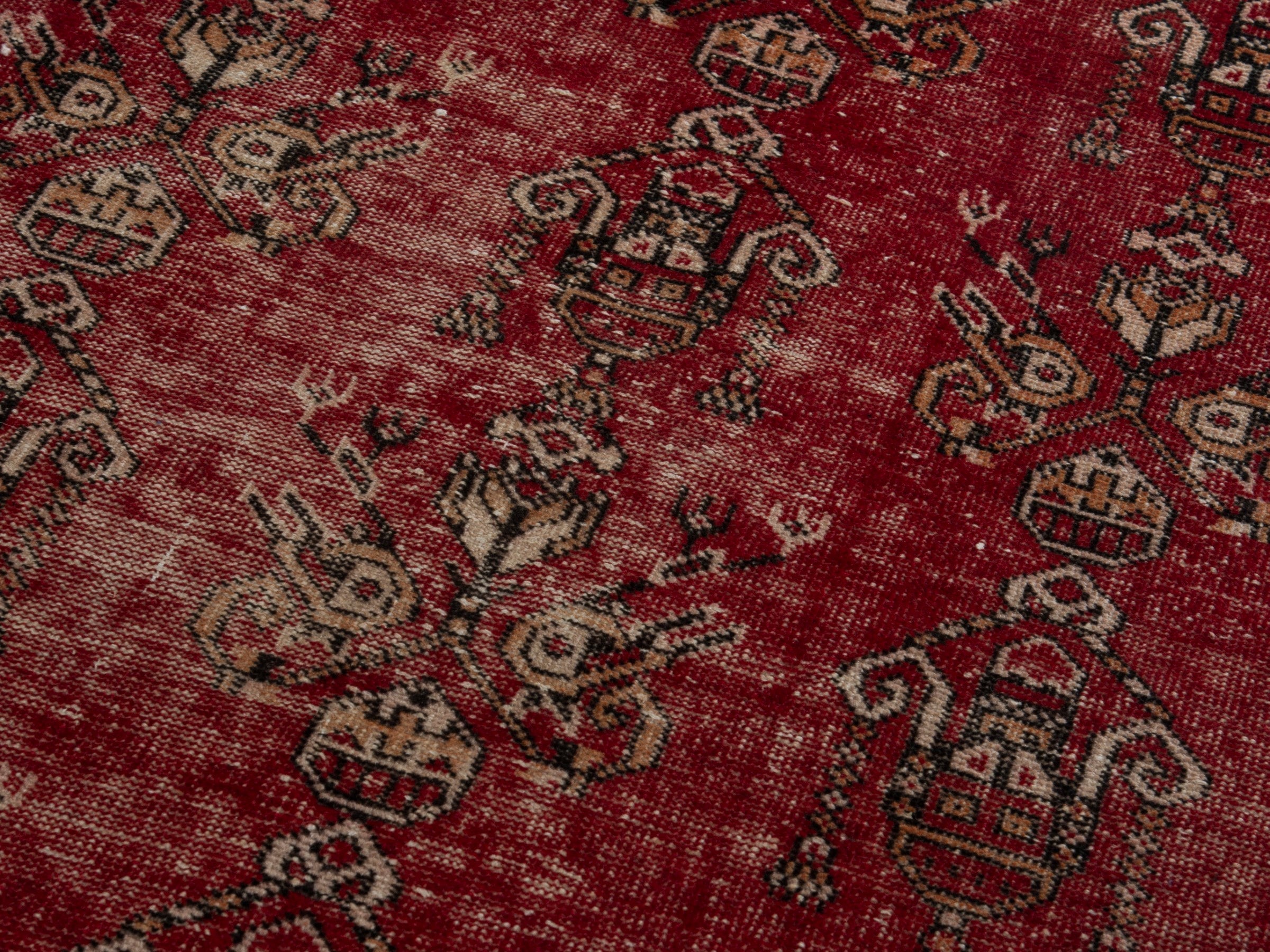 Persian Ferdos accent rug in deep red and cream, view 8 of 16