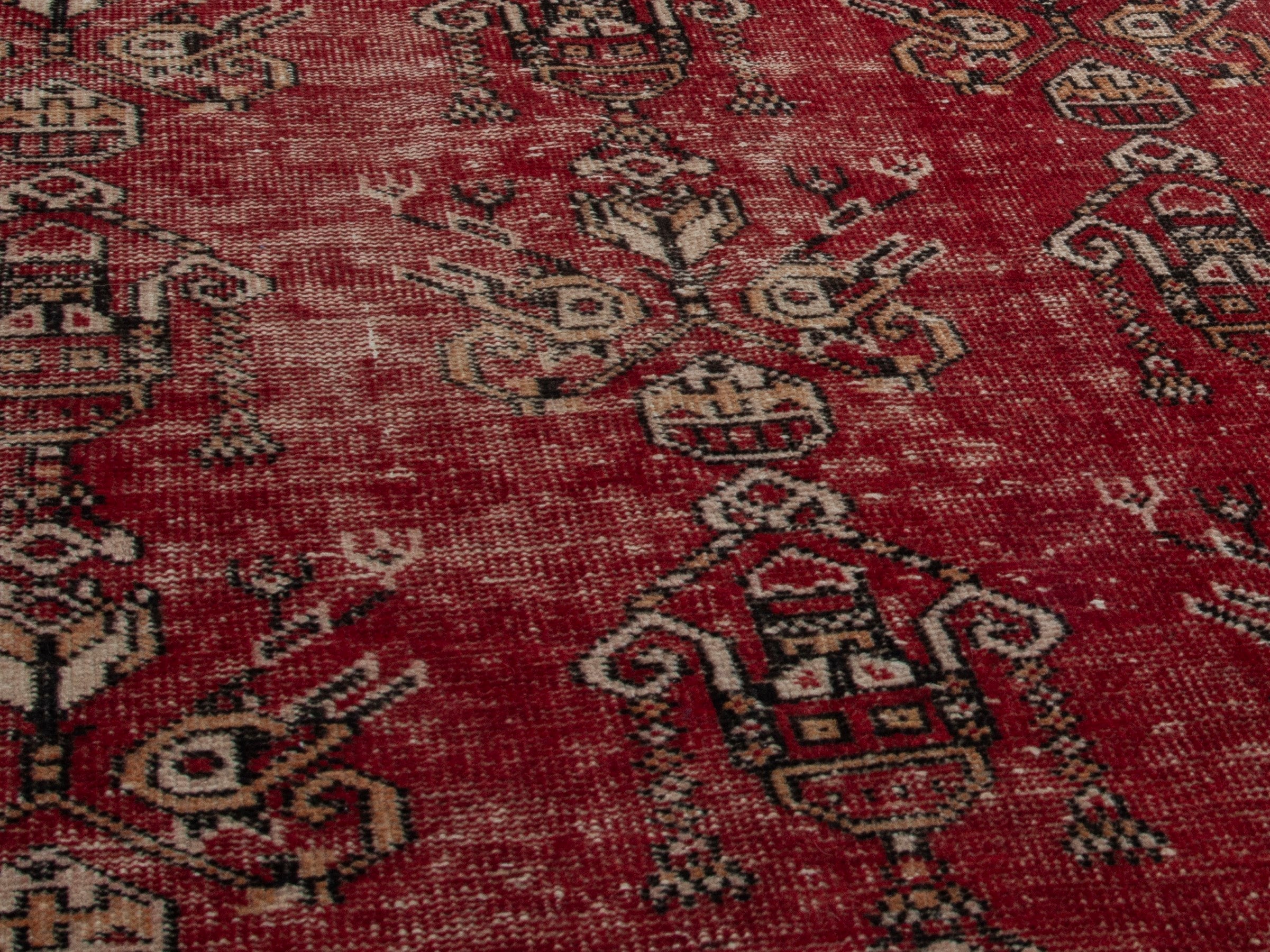 Persian Ferdos accent rug in deep red and cream, view 9 of 16