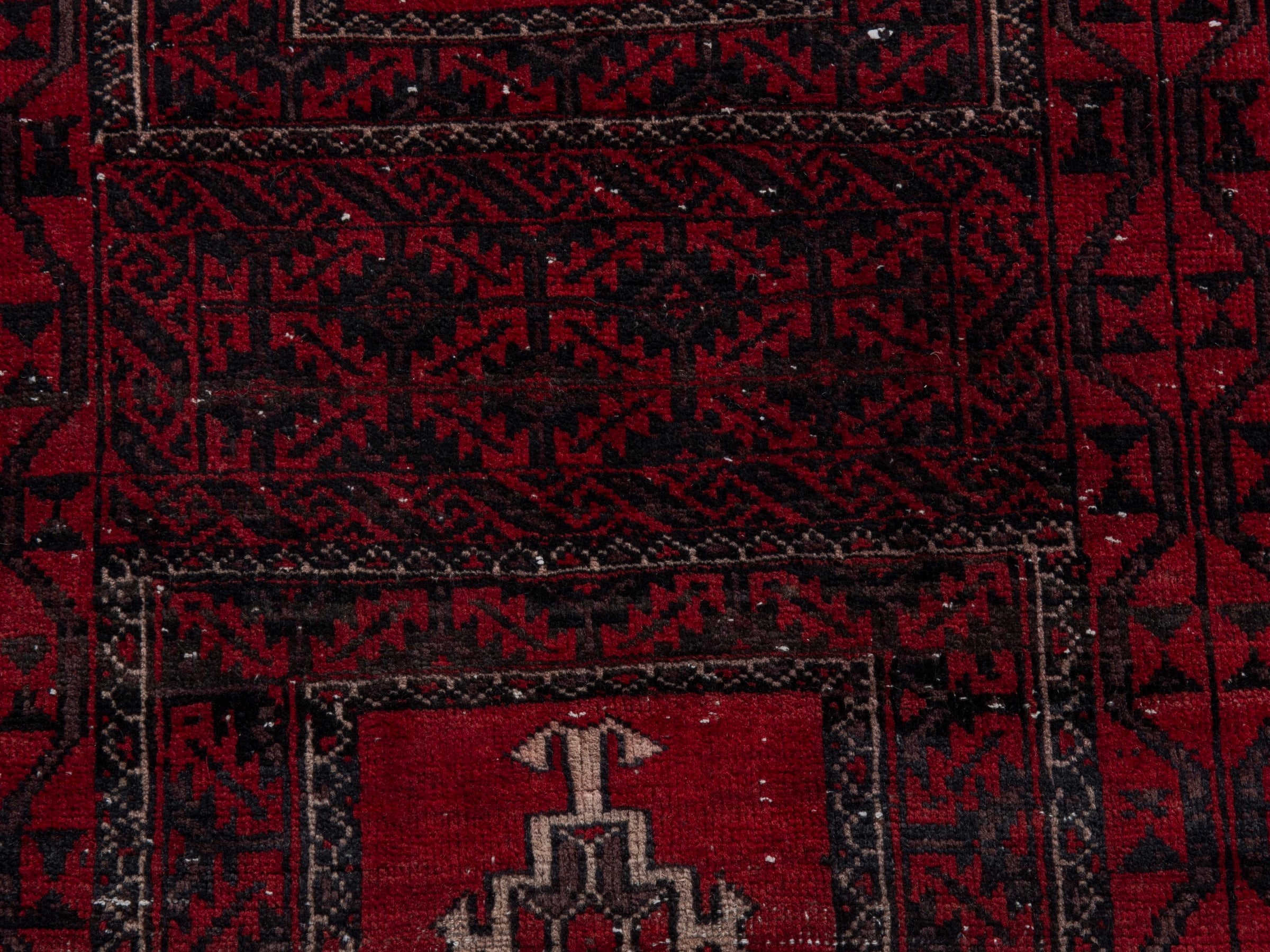 Persian Baluch accent rug in burgundy and deep red, view 11 of 16