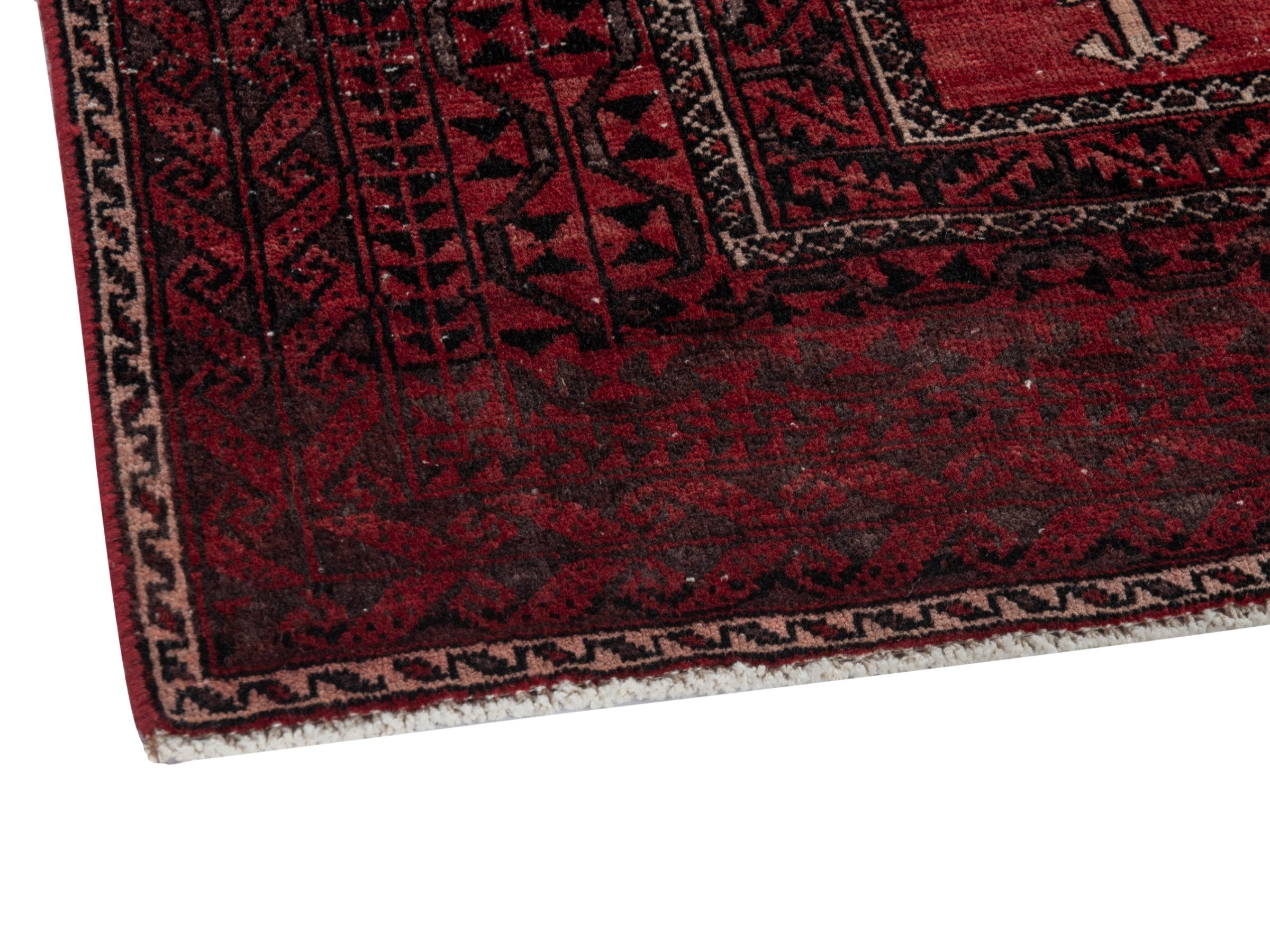 Persian Baluch accent rug in burgundy and deep red, view 5 of 16
